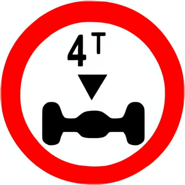 Axle load limit traffic sign colored