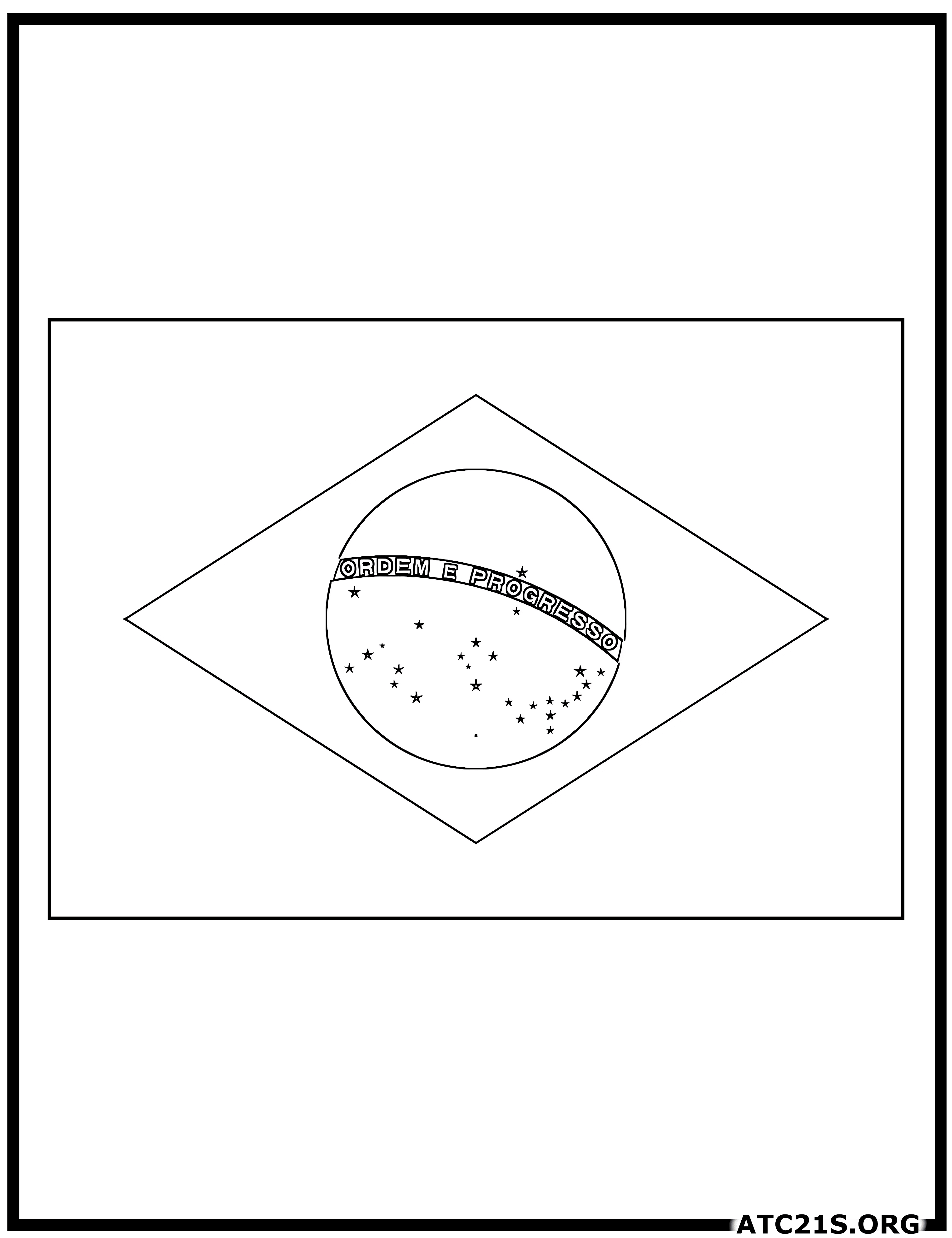 Brazil flag coloring page