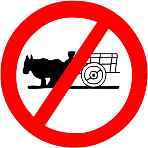 Bullock cart prohibited traffic sign colored