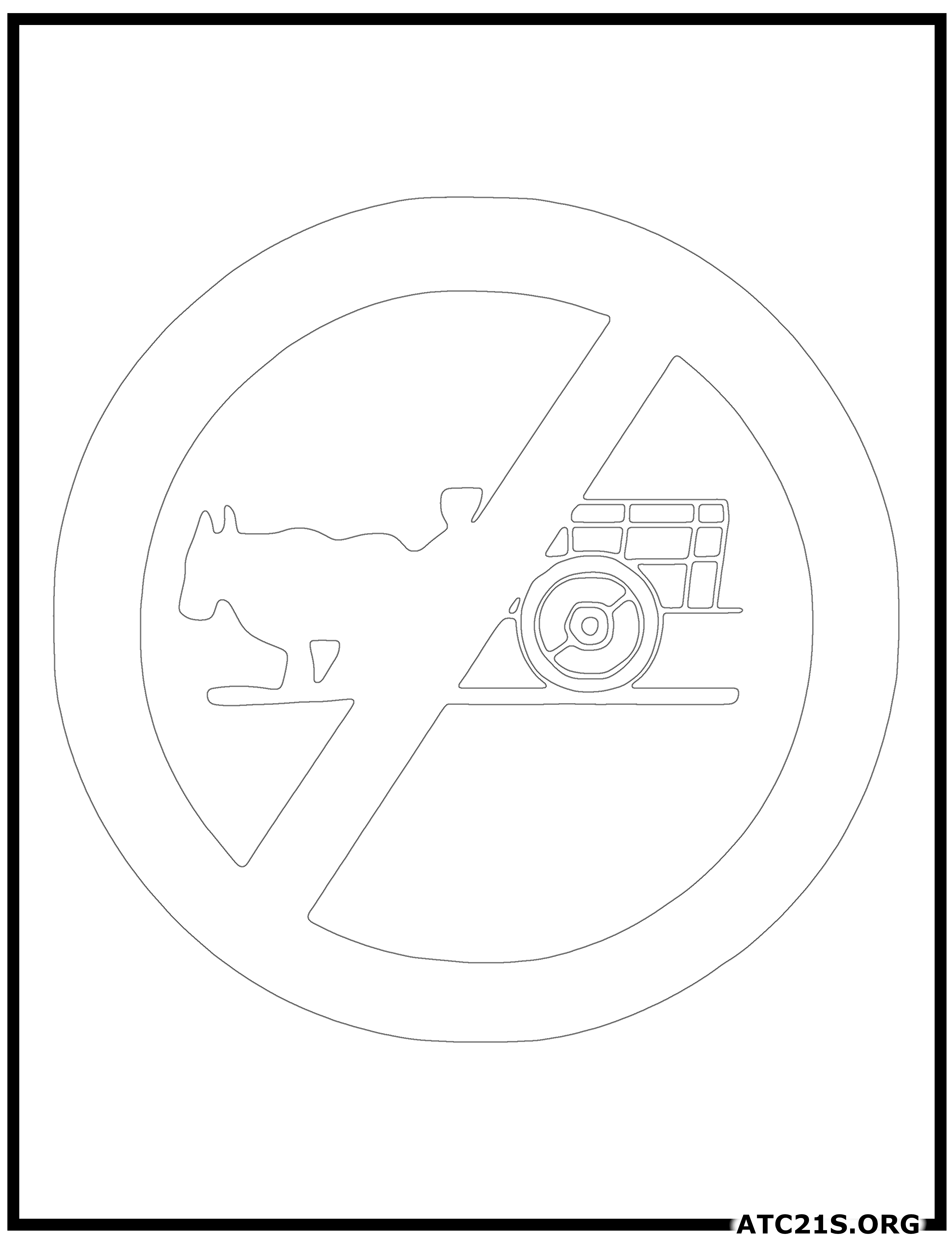 Bullock Cart Prohibited traffic sign coloring page