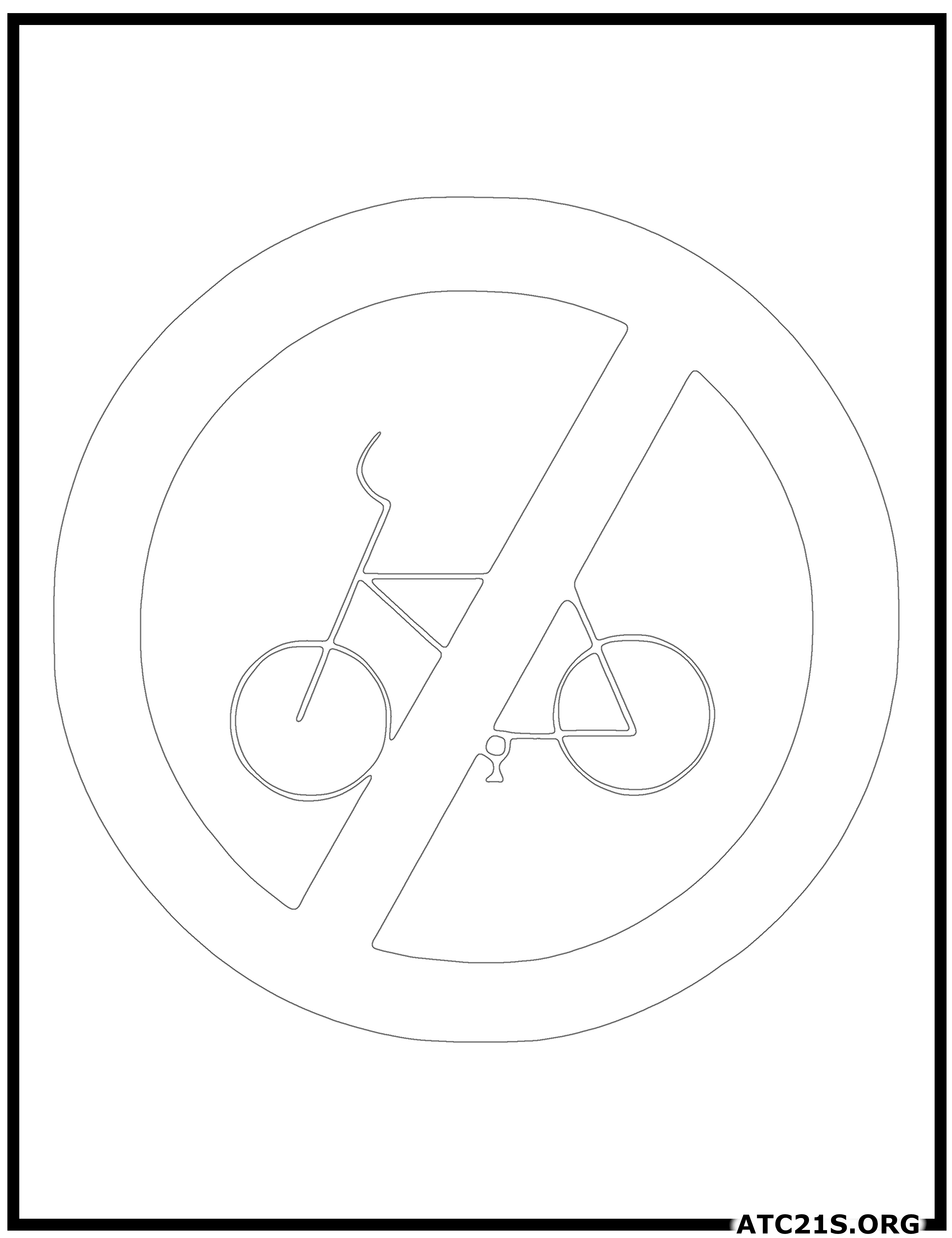 Cycles Prohibited traffic sign coloring page