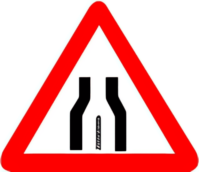 End of dual carriageway traffic sign colored