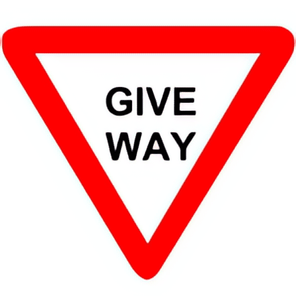 Give way traffic sign colored