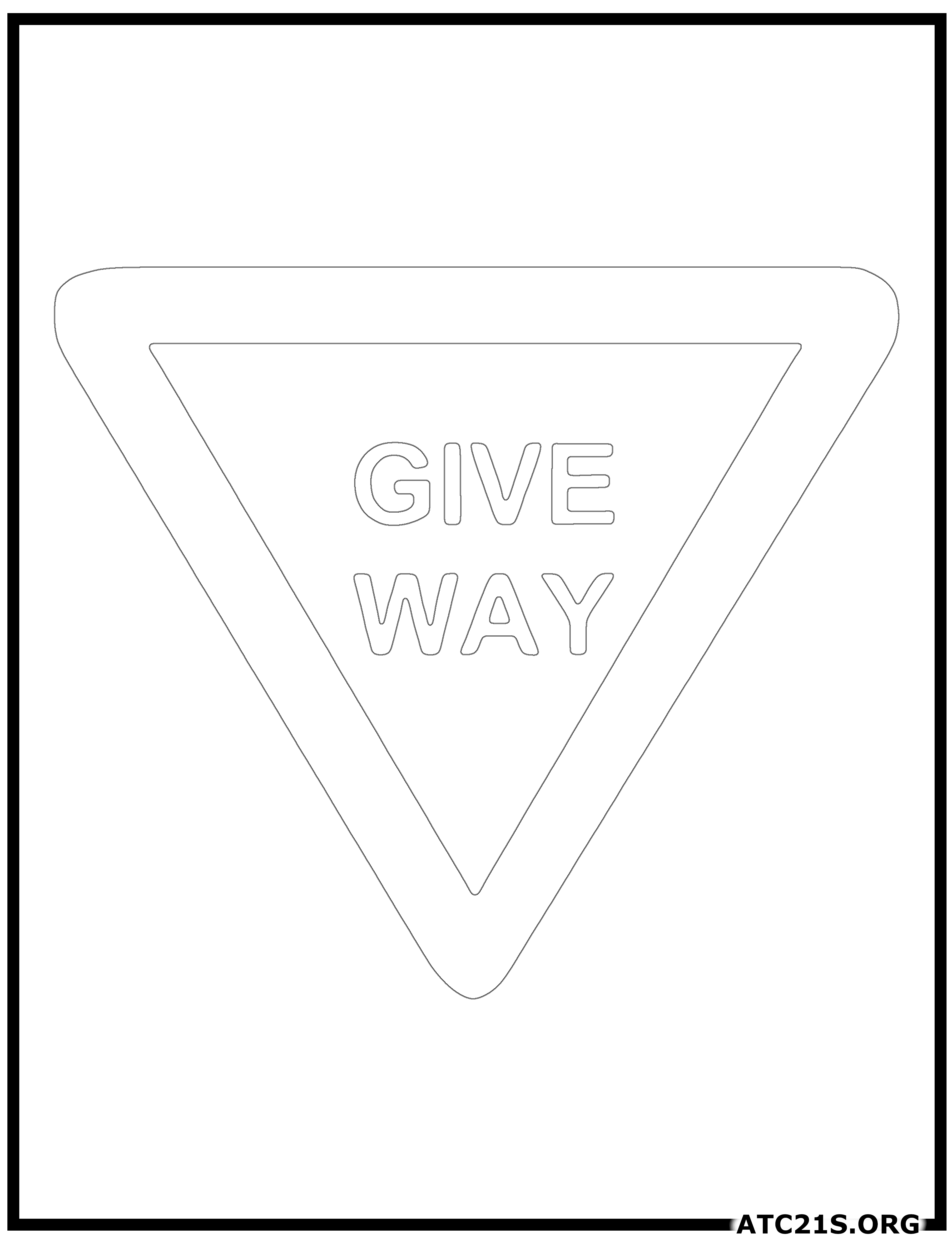 Give Way traffic sign coloring page