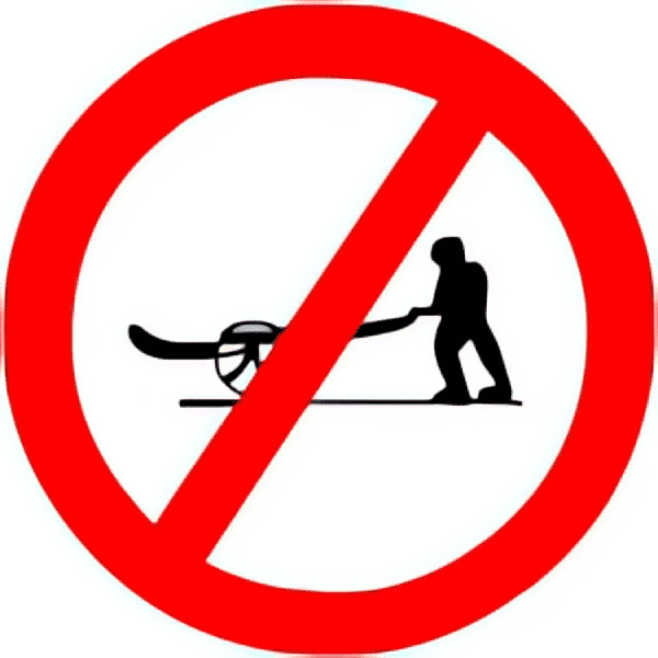 Hand cart prohibited traffic sign colored
