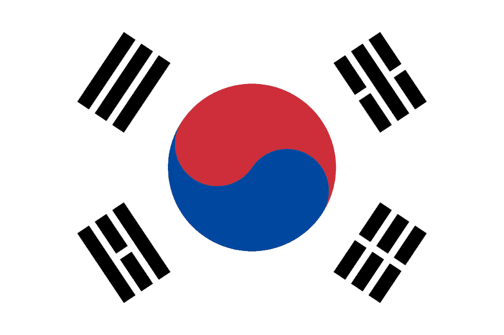 South Korea flag colored