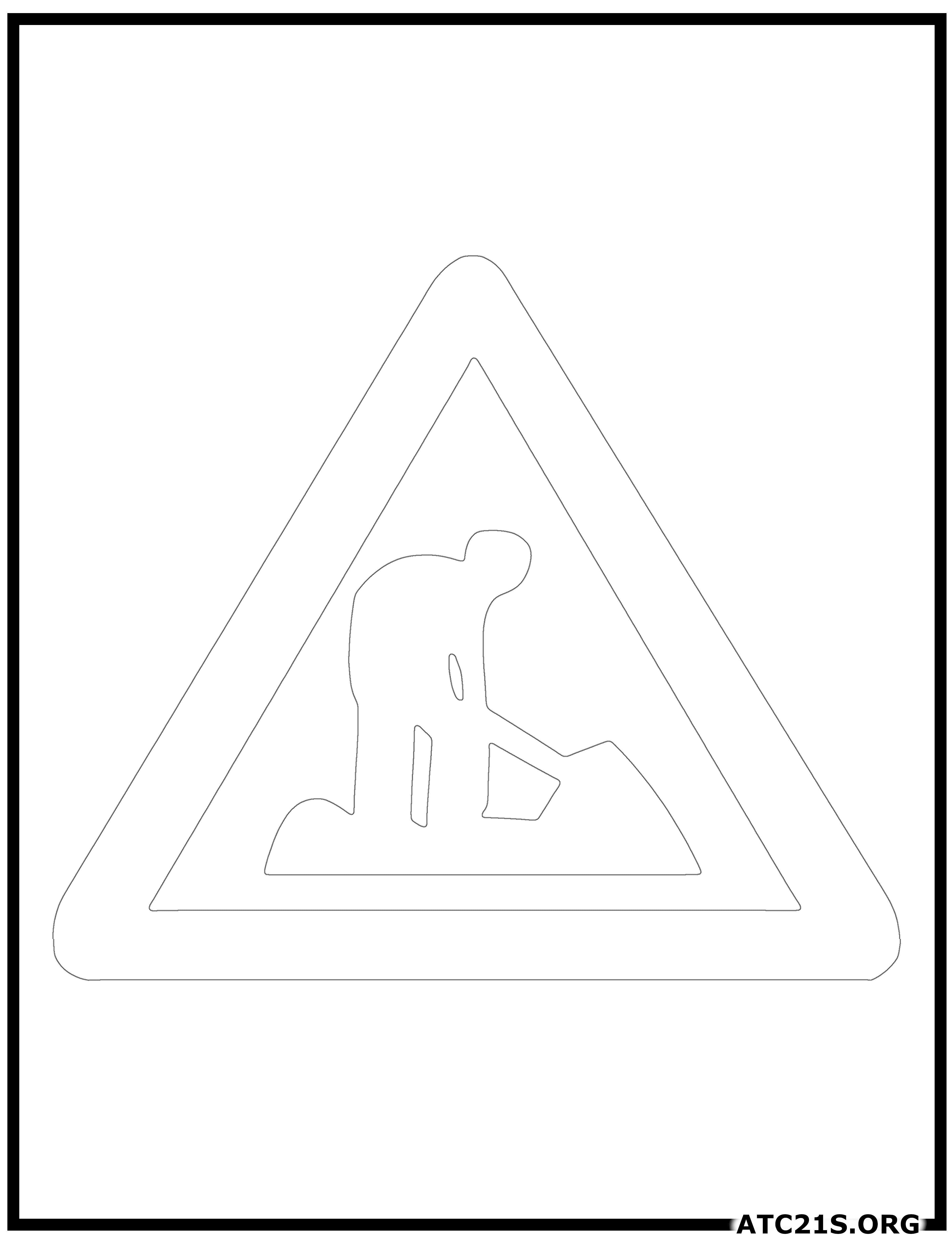 Men at Work traffic sign coloring page