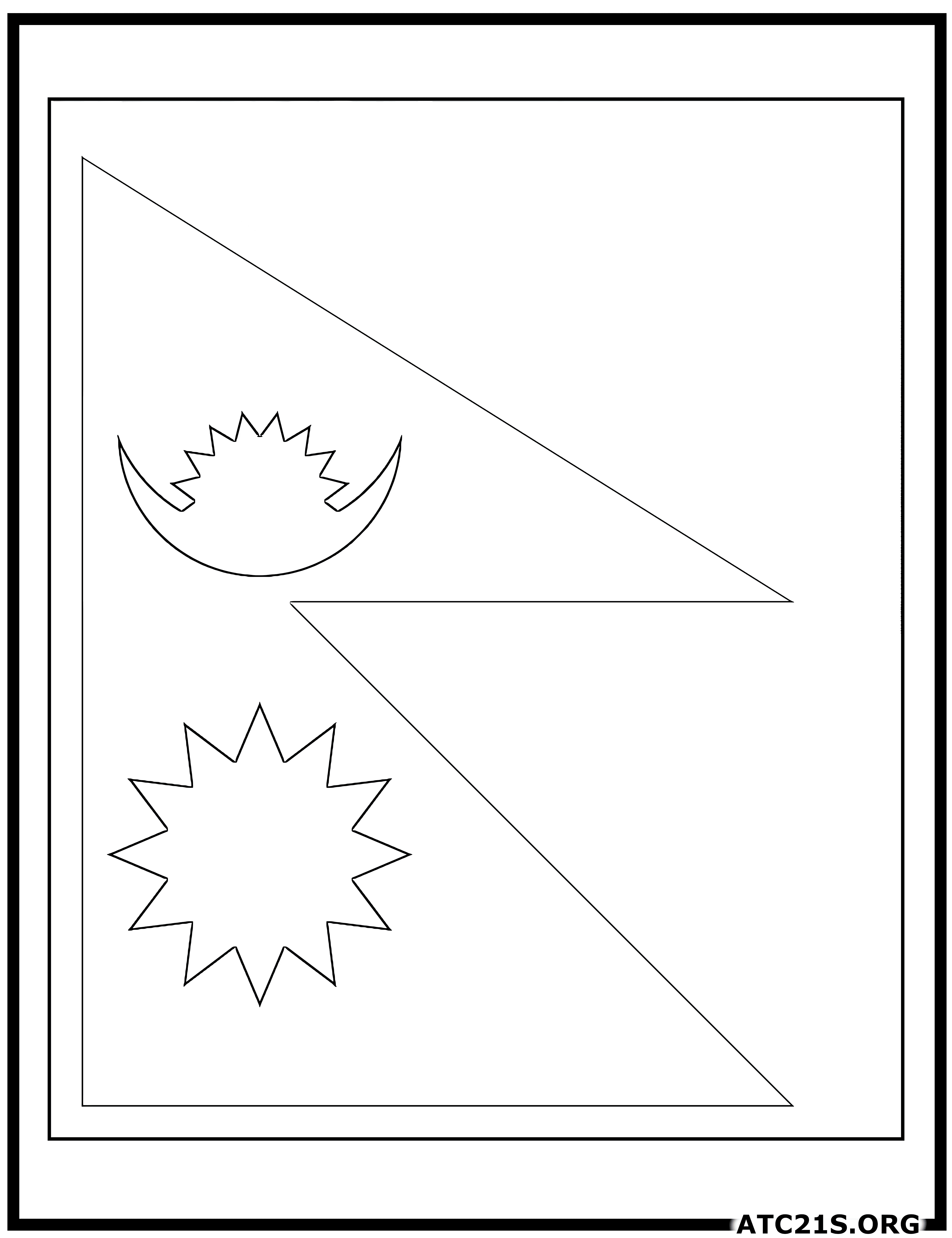 Nepal flag coloring page