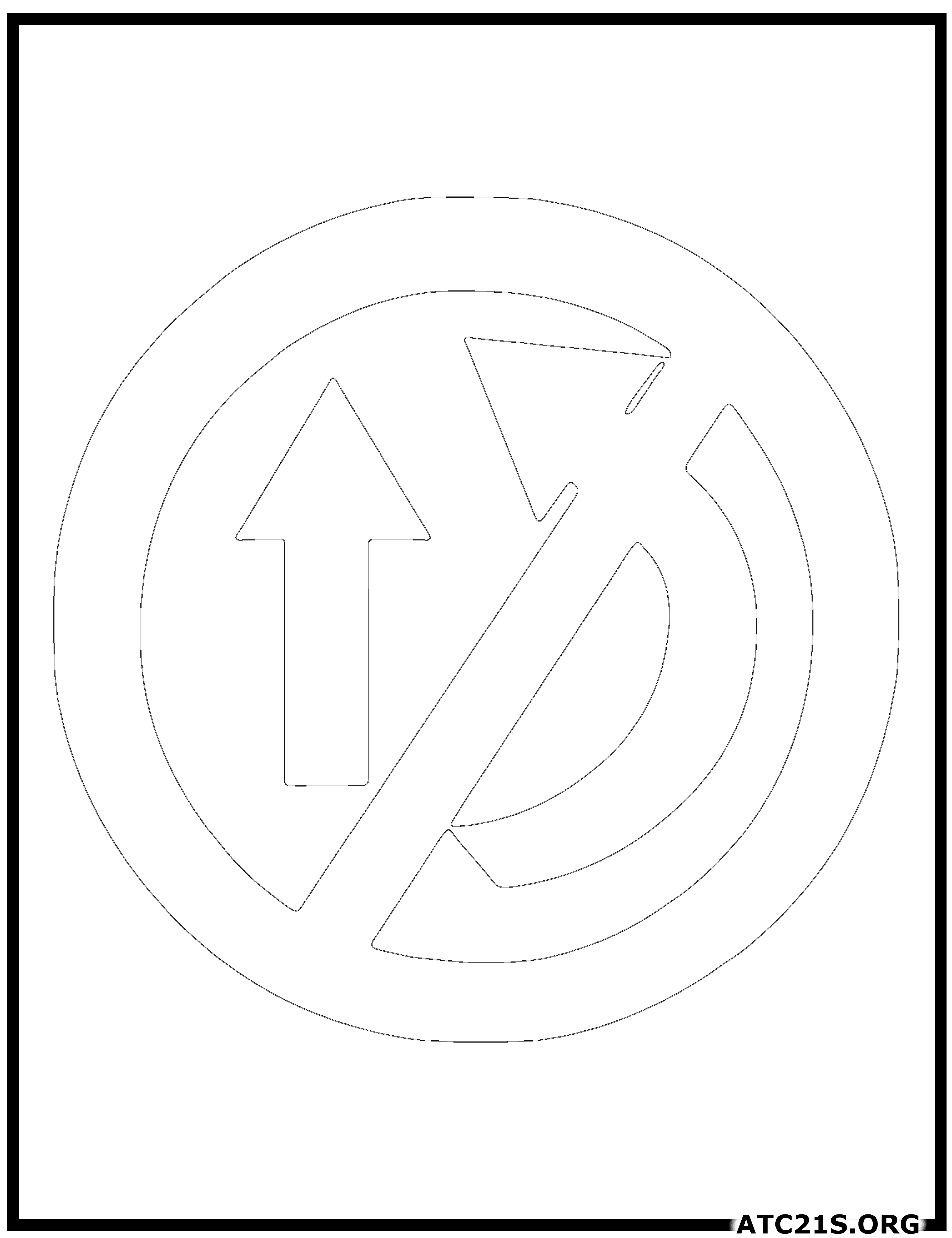 Overtaking Prohibited traffic sign coloring page