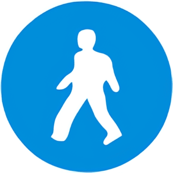 Pedestrians only traffic sign colored