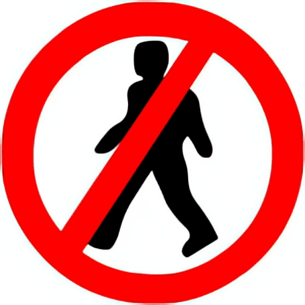 Pedestrians prohibited traffic sign colored