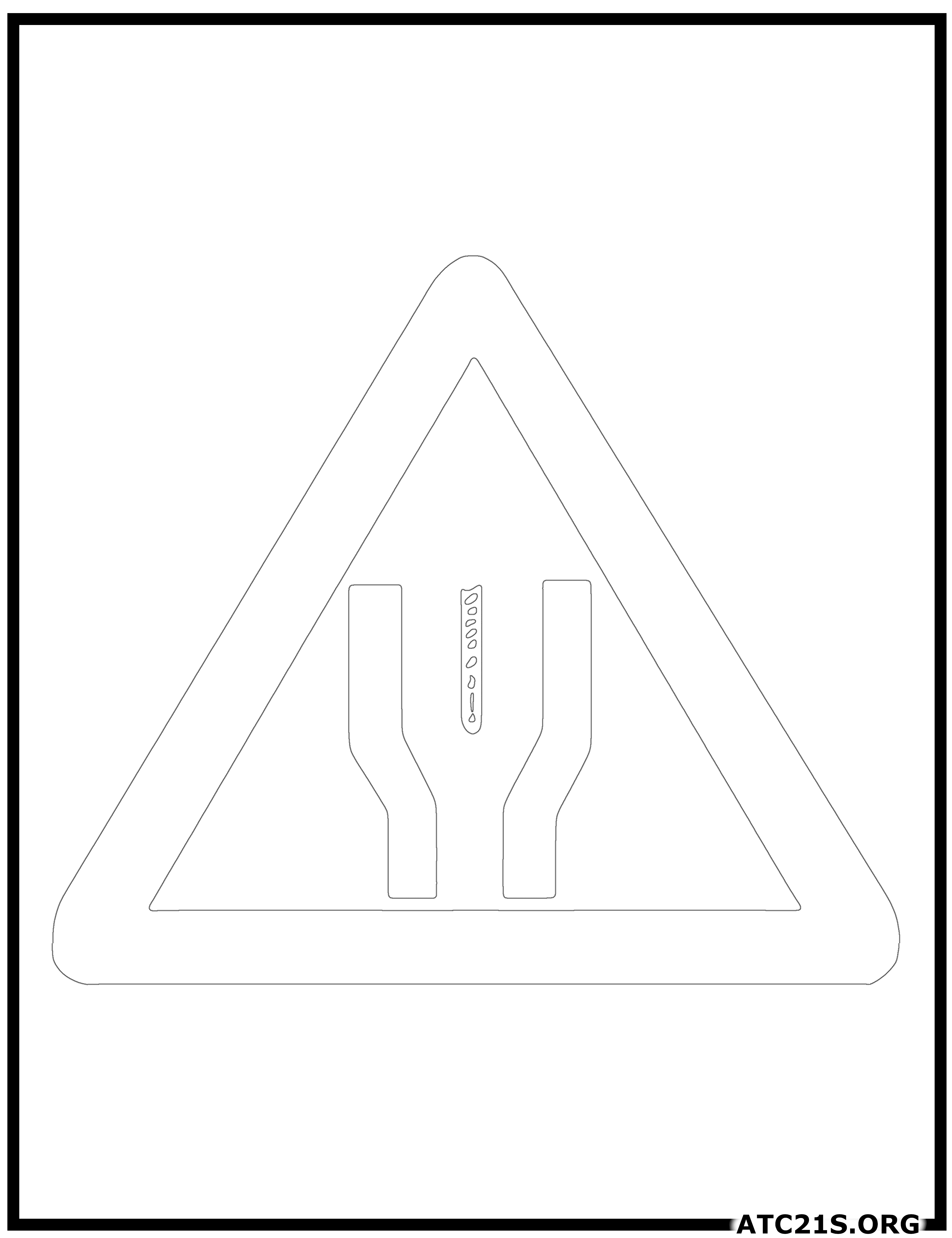 Start of Dual Carriageway traffic sign coloring page