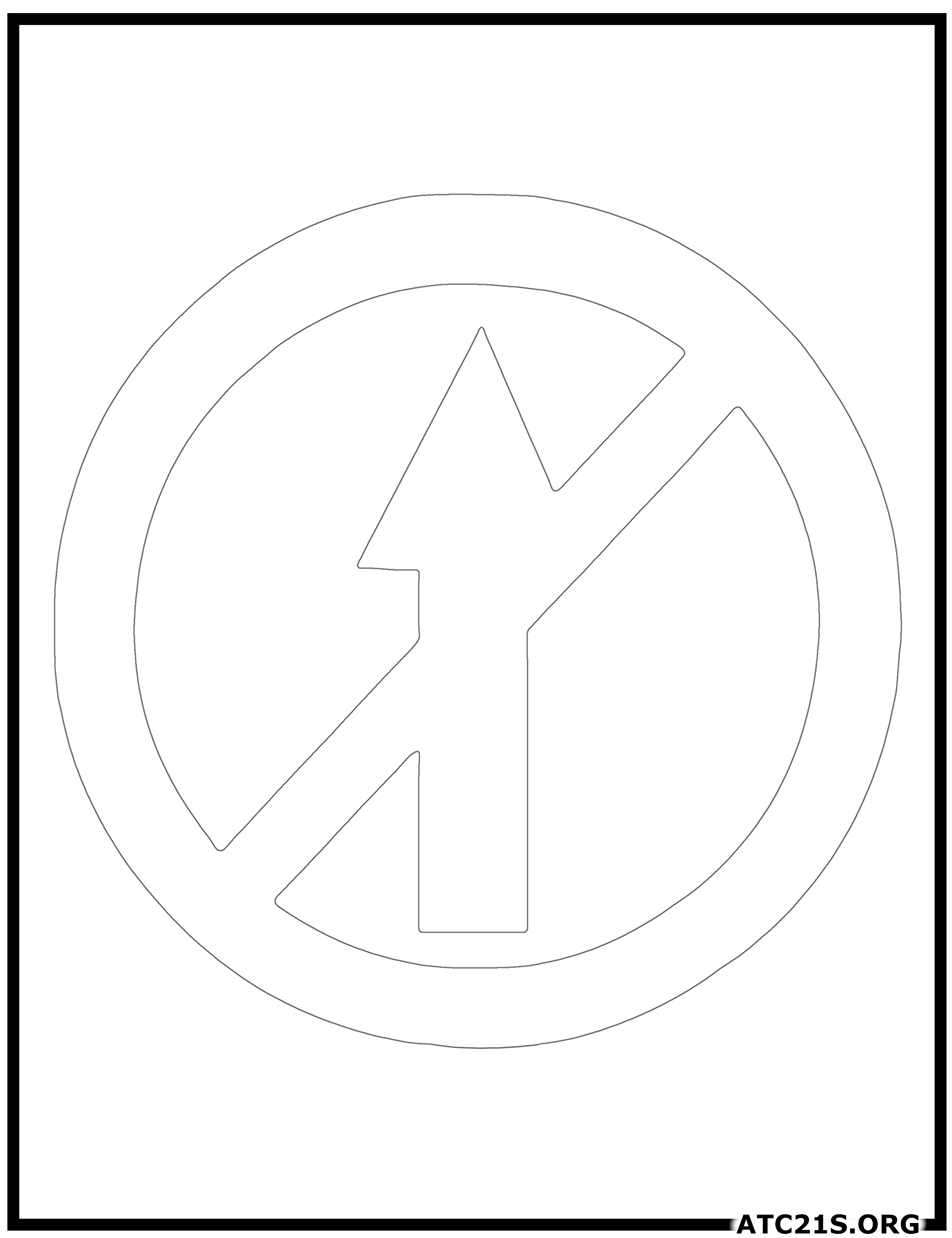 Straight Prohibited traffic sign coloring page