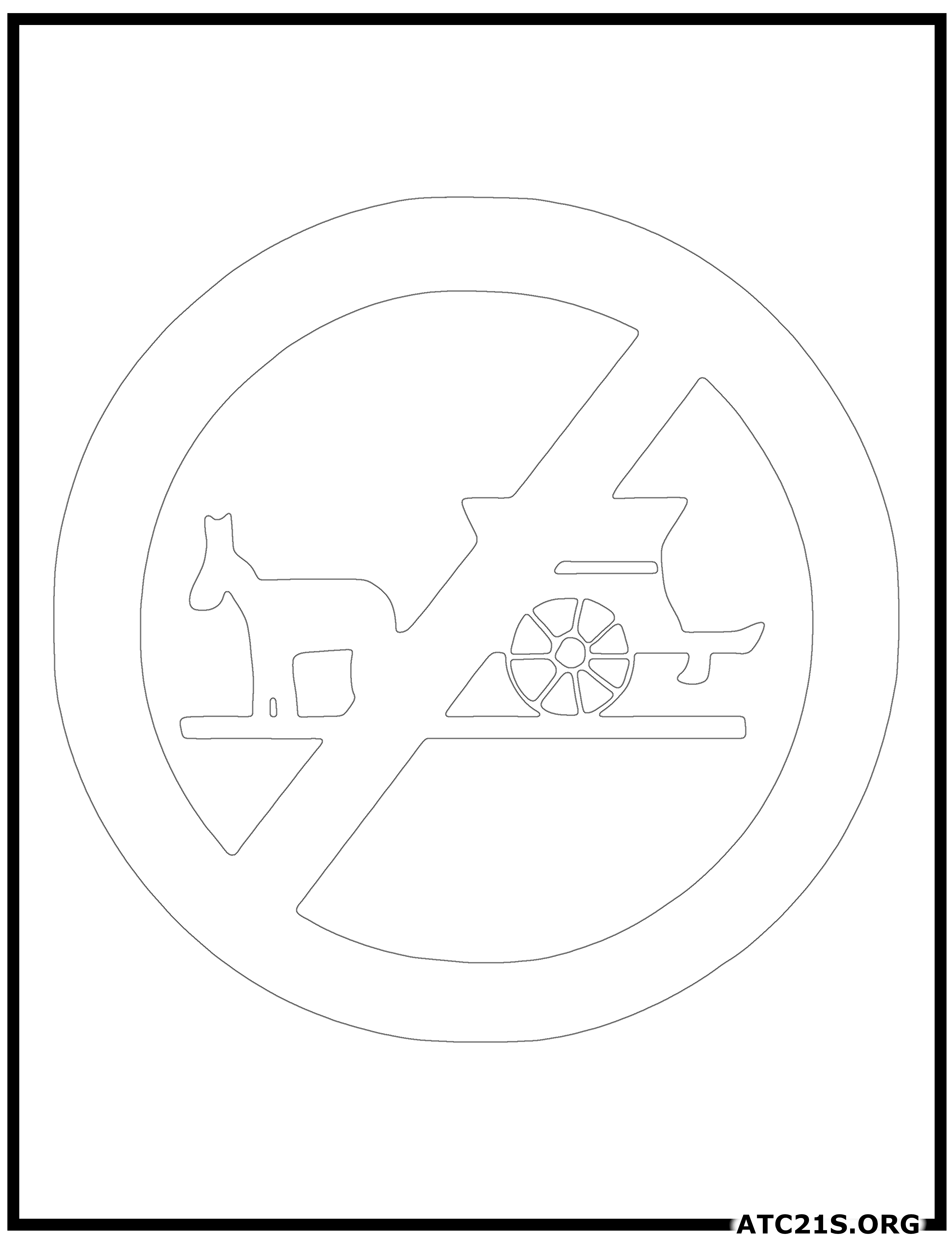 Tonga Prohibited traffic sign coloring page