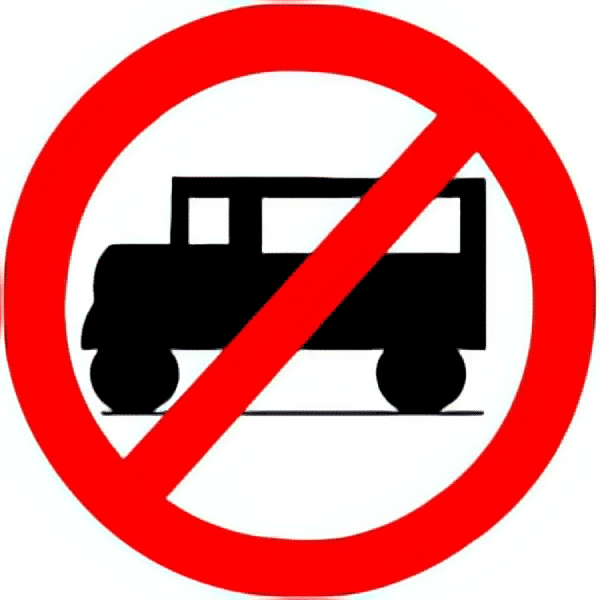 Trucks prohibited traffic sign colored