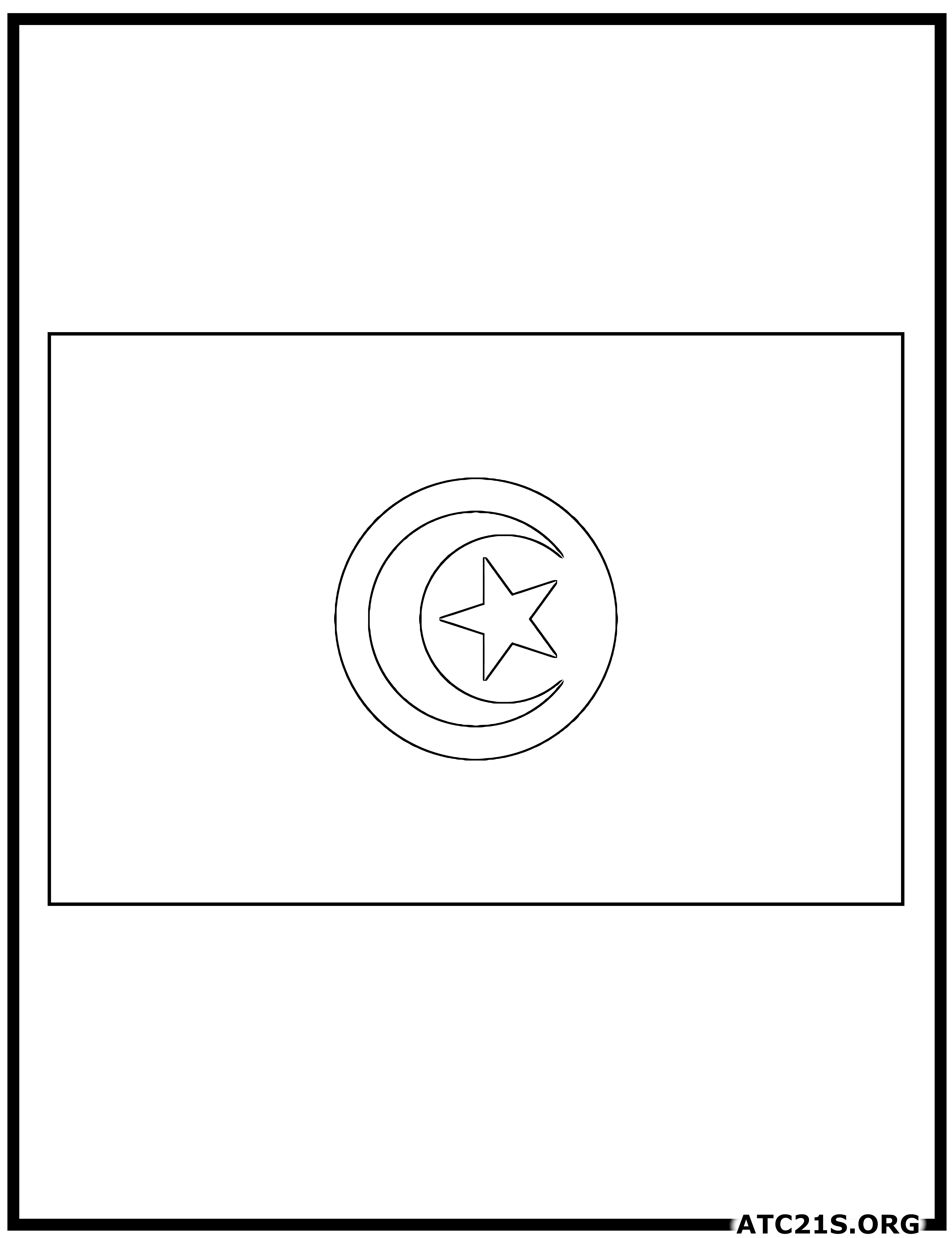 Tunisia flag coloring page