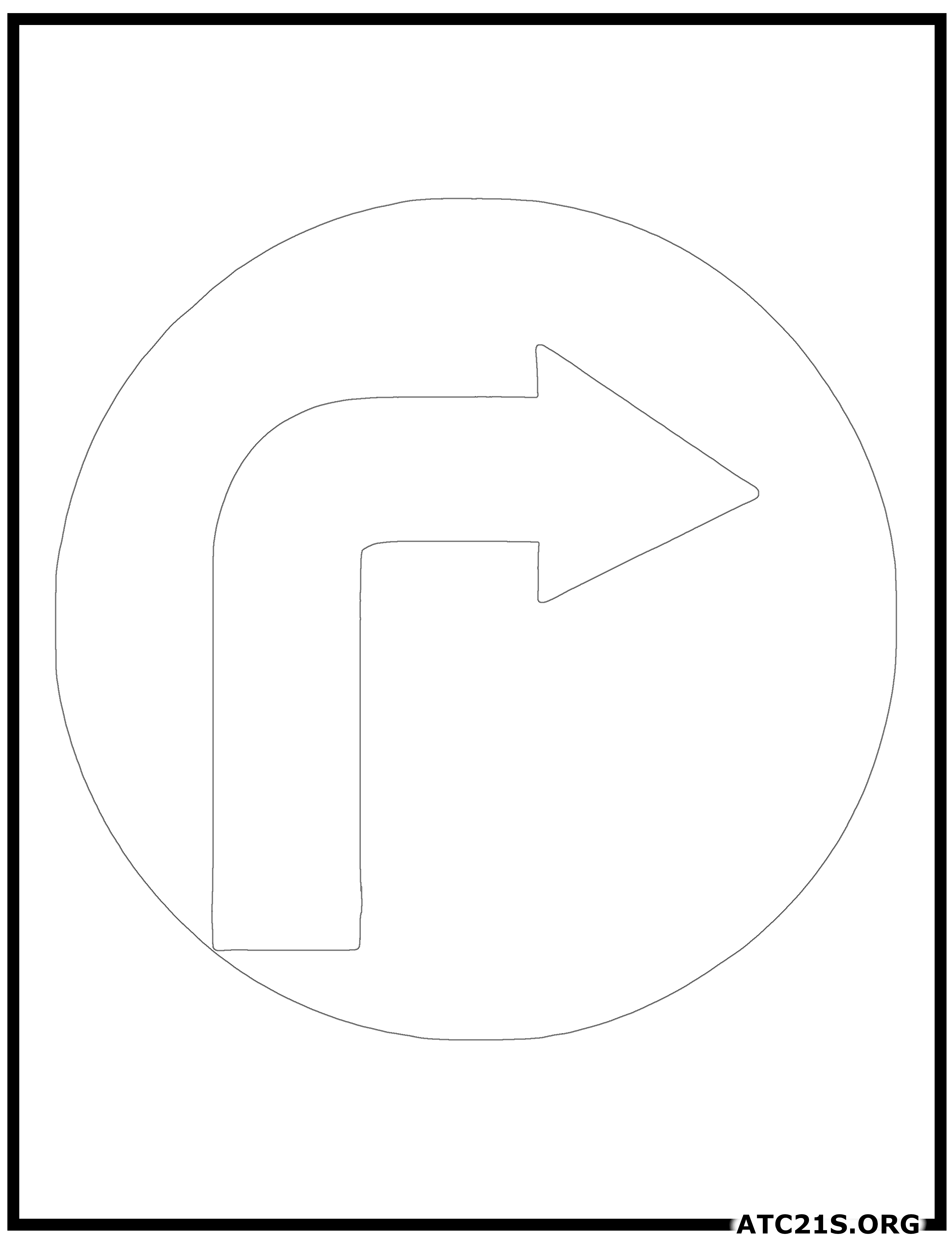 Turn Right traffic sign coloring page
