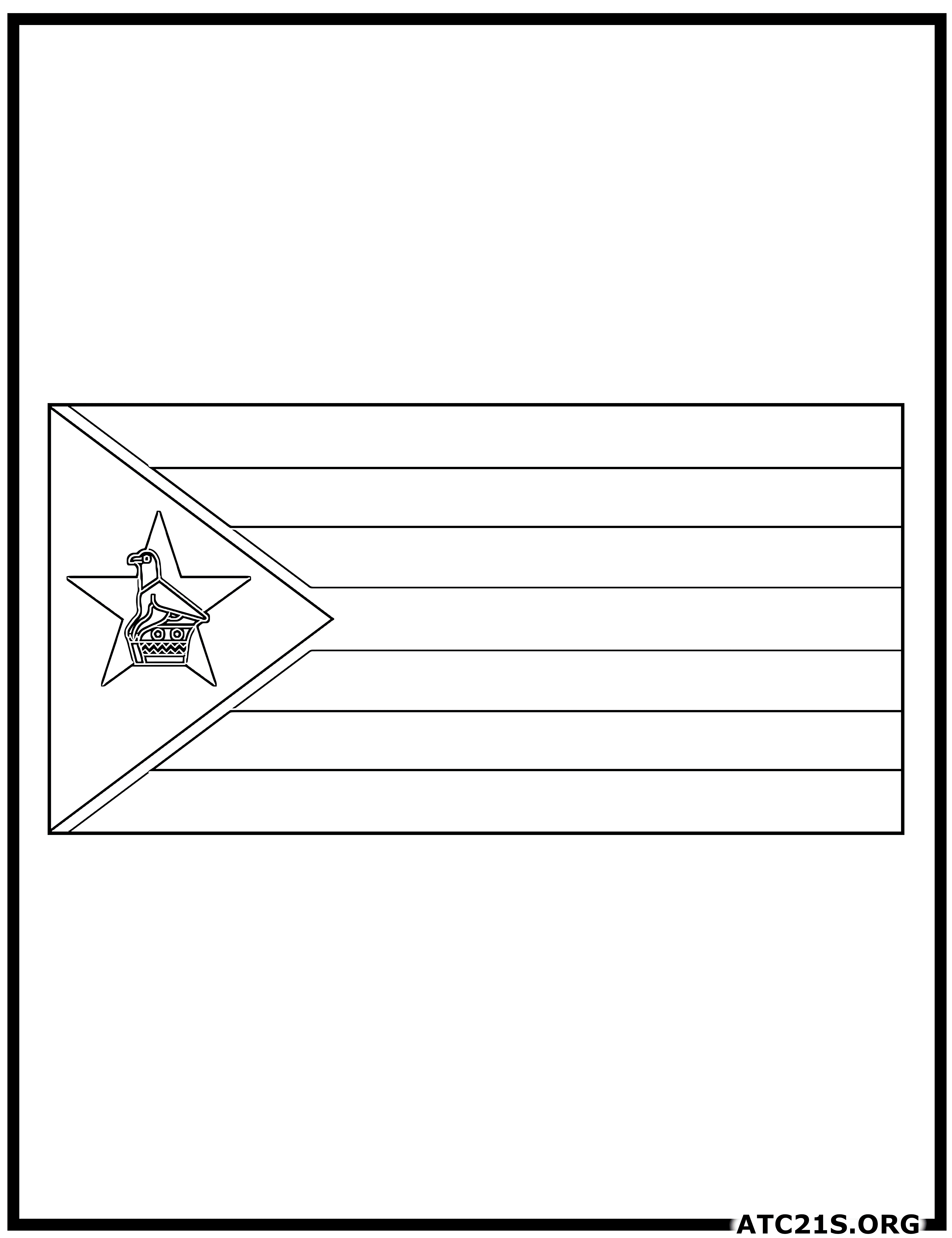 Zimbabwe flag coloring page