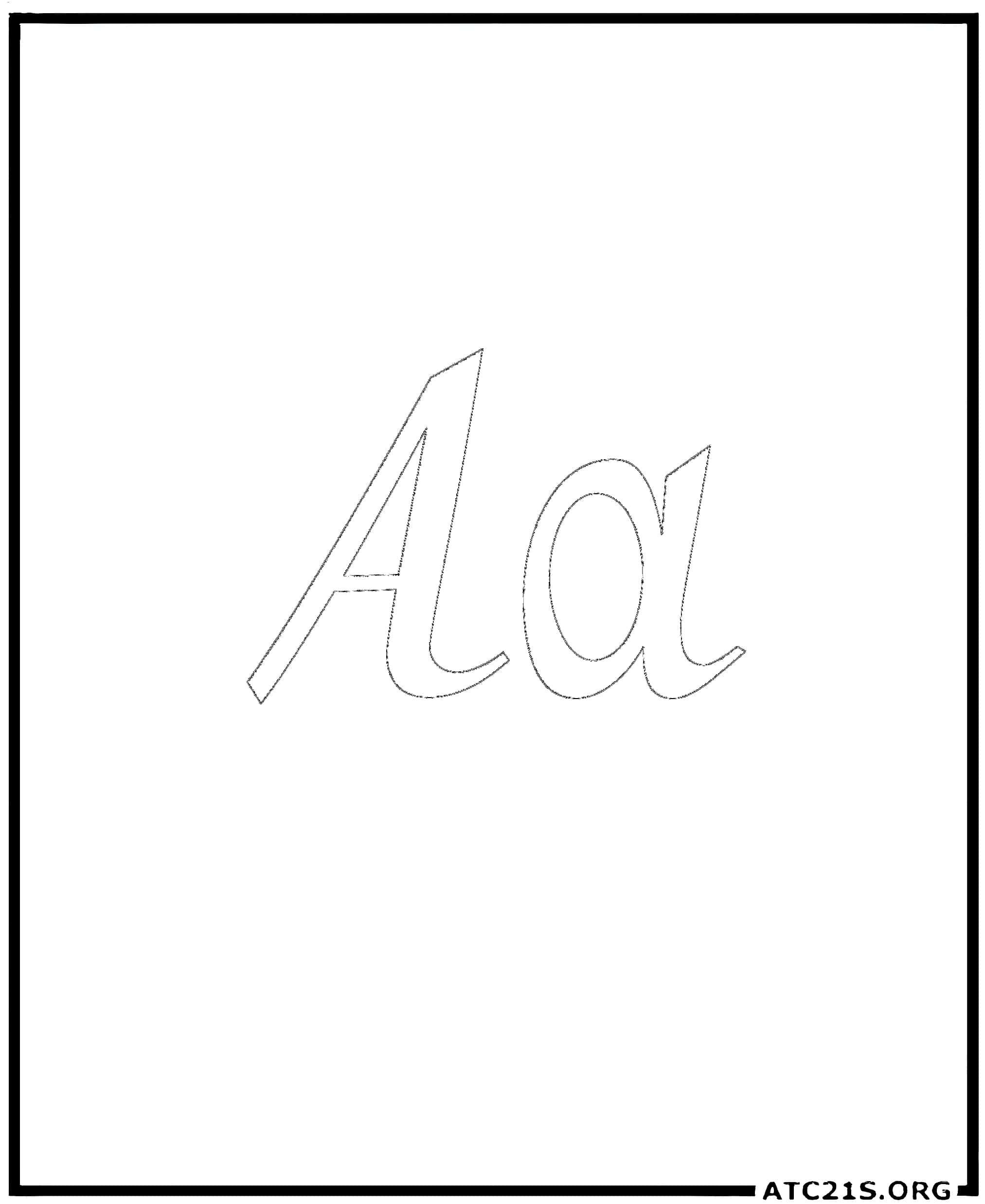 Letter A calligraphy coloring page