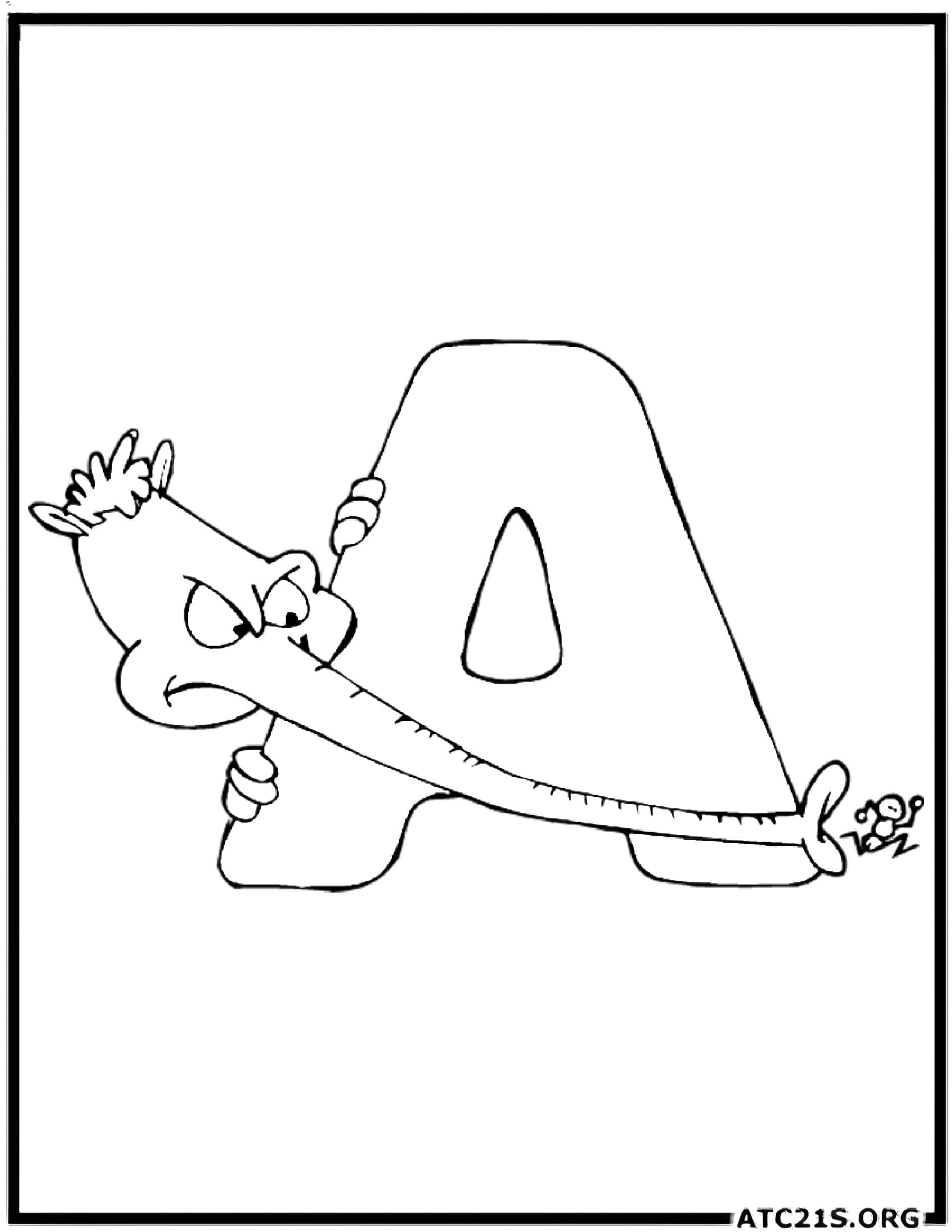 Letter A coloring page variant 1