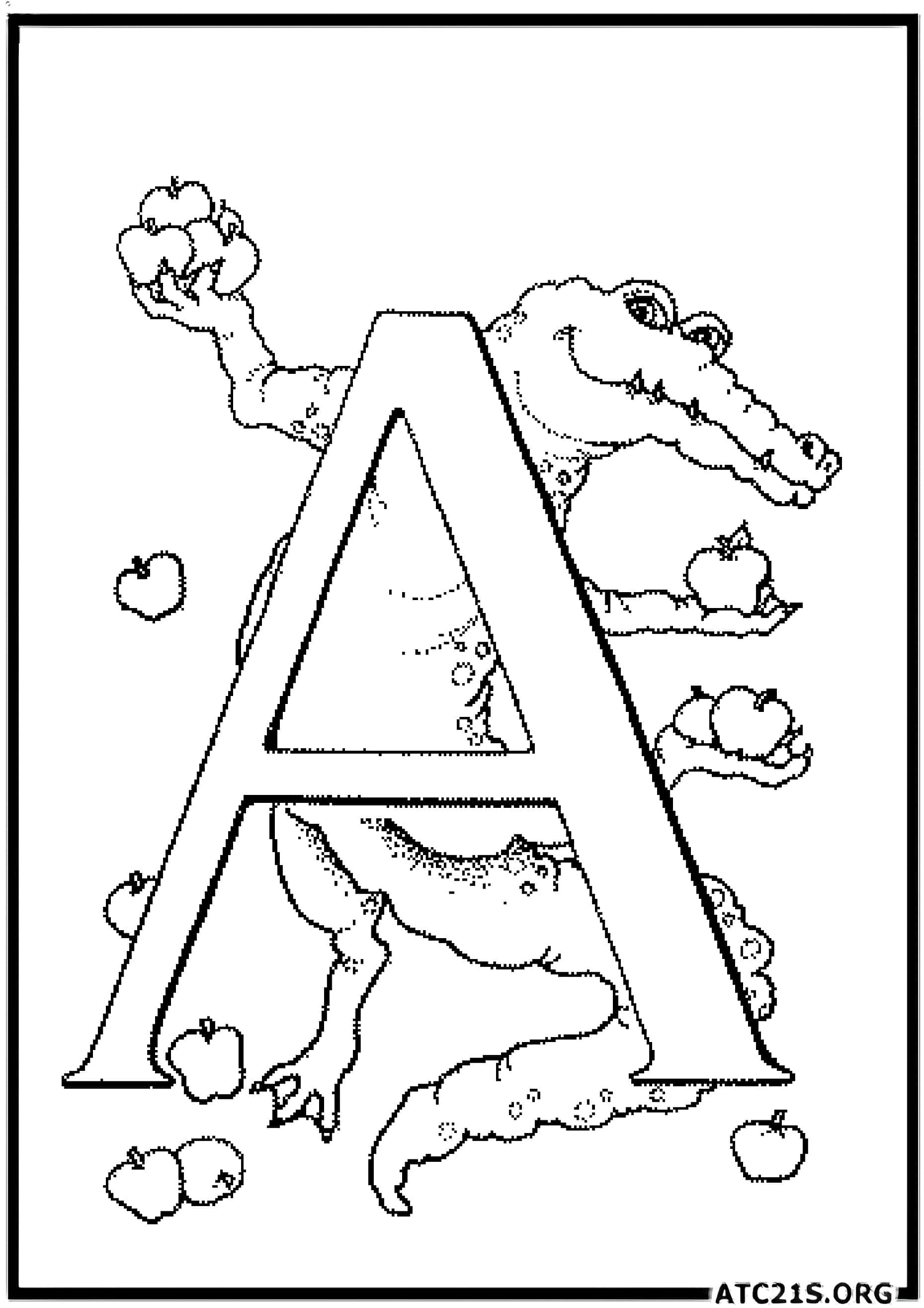 Letter A coloring page variant 2