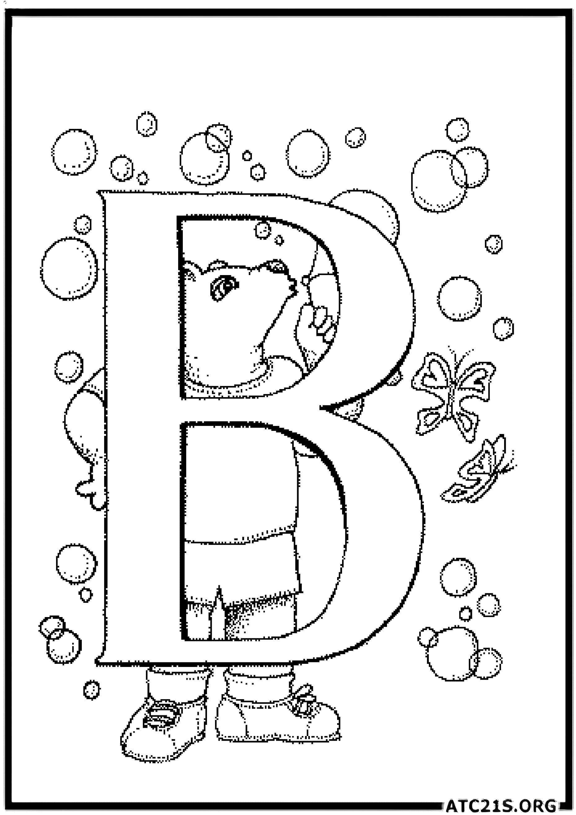 Letter B coloring page variant 2