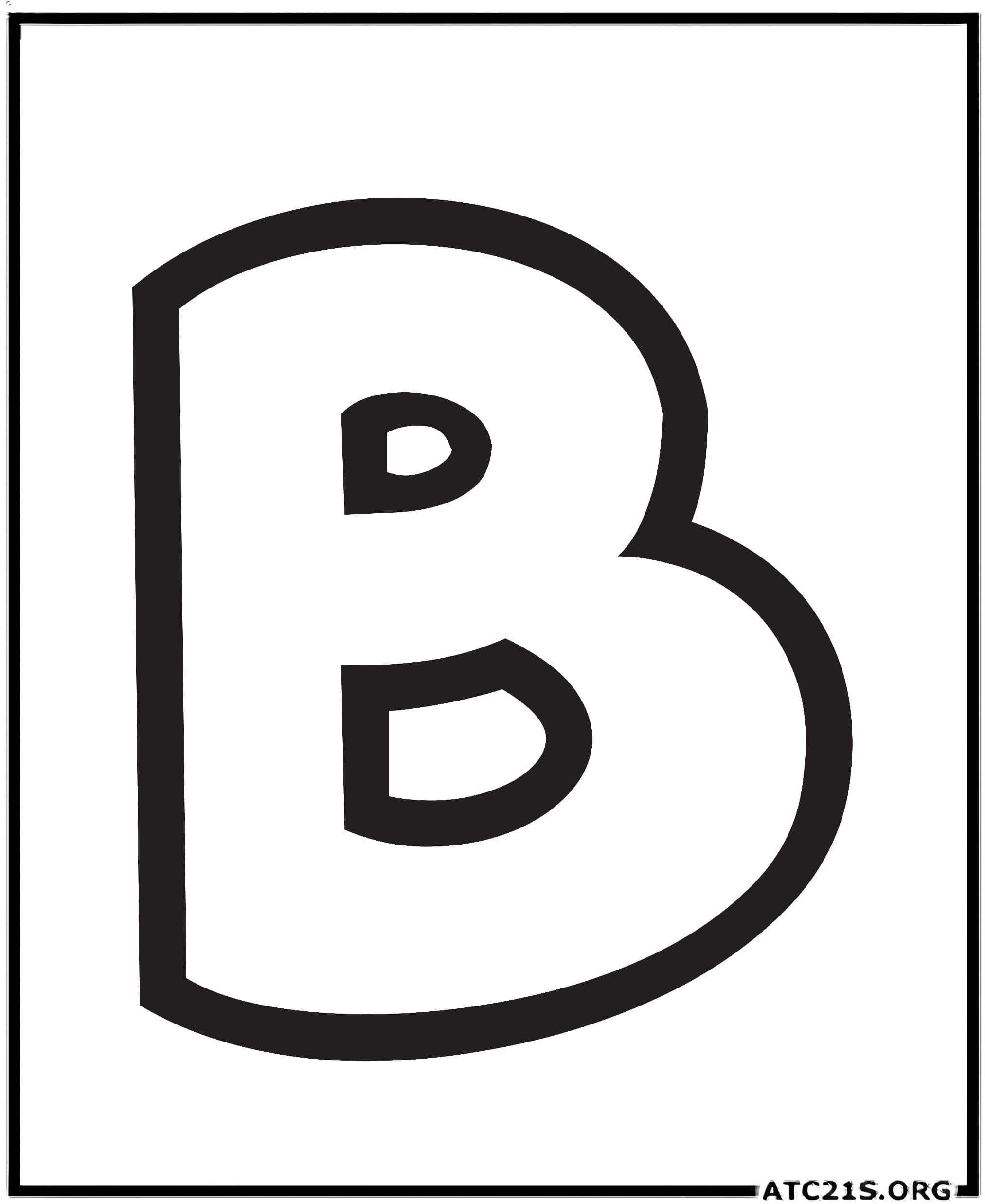 Letter B uppercase bubbly coloring page