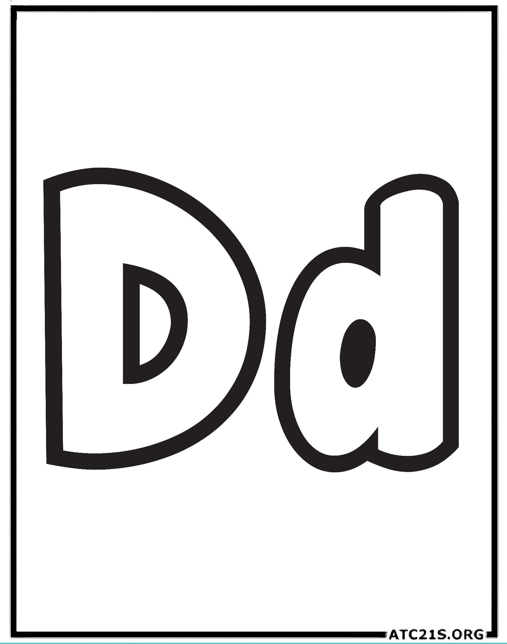 Letter D bubbly coloring page