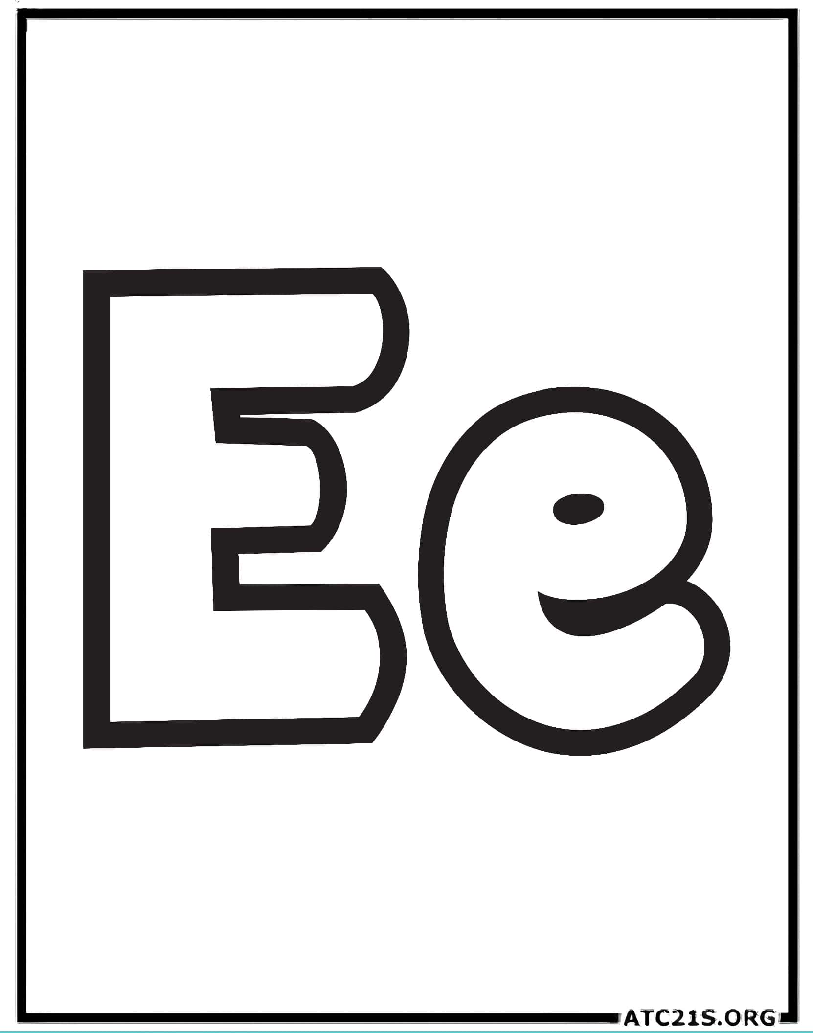 Letter E bubbly coloring page