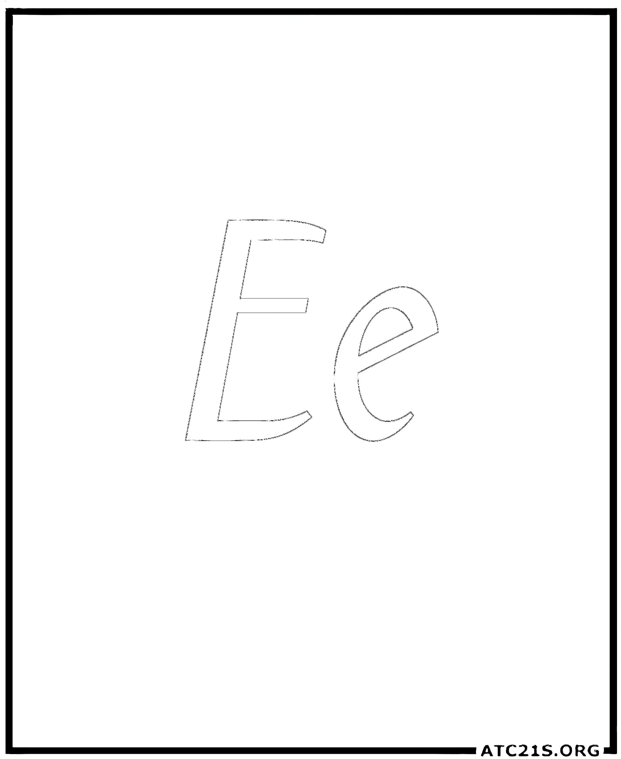 Letter E calligraphy coloring page