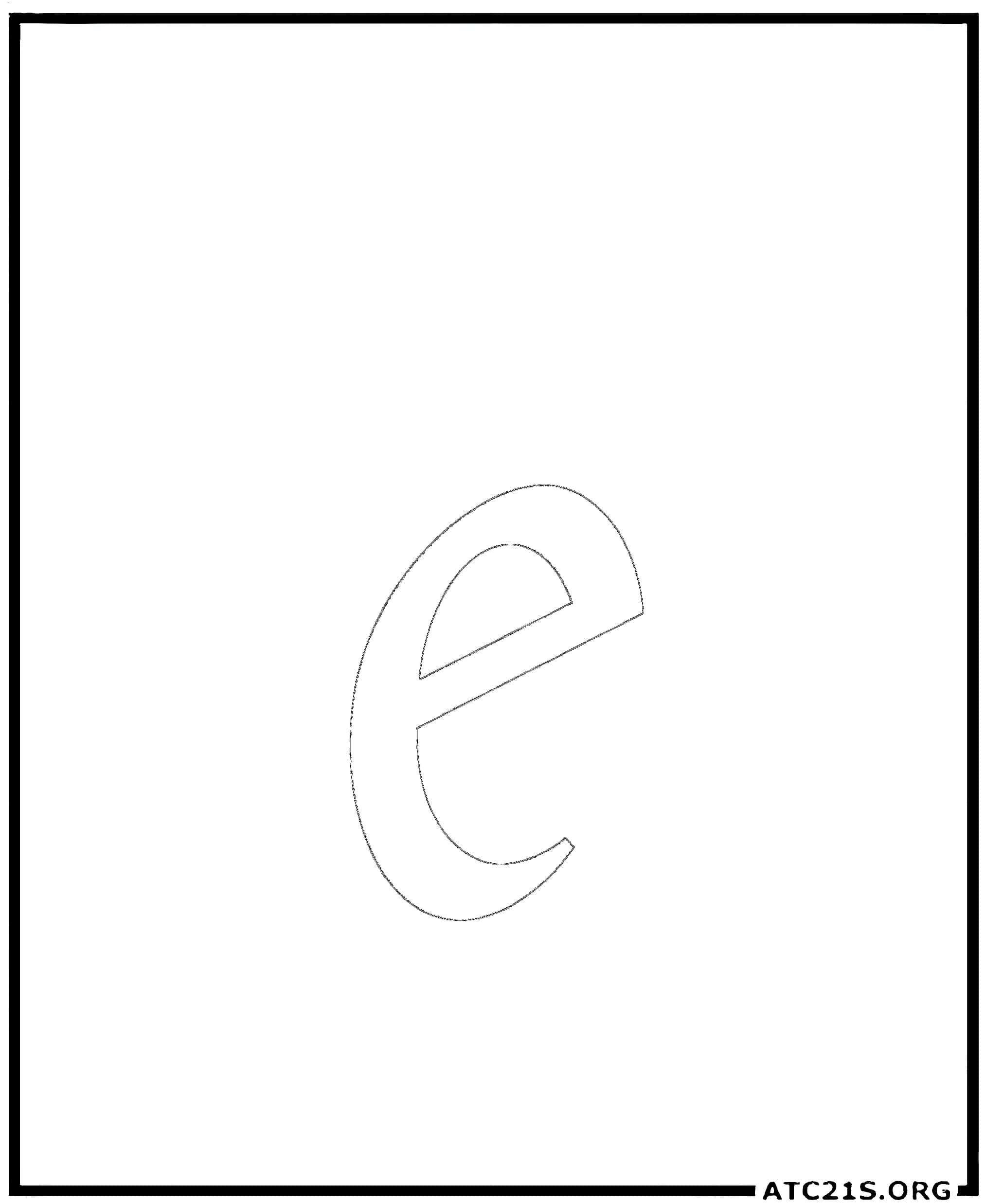 Letter E calligraphy lowercase coloring page