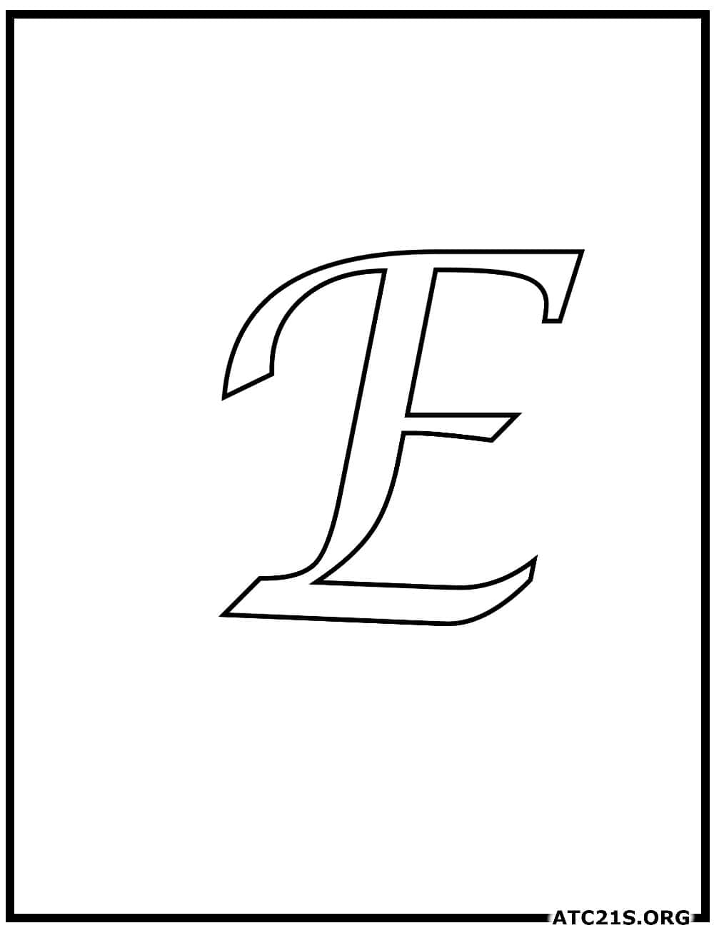 Letter E calligraphy uppercase coloring page