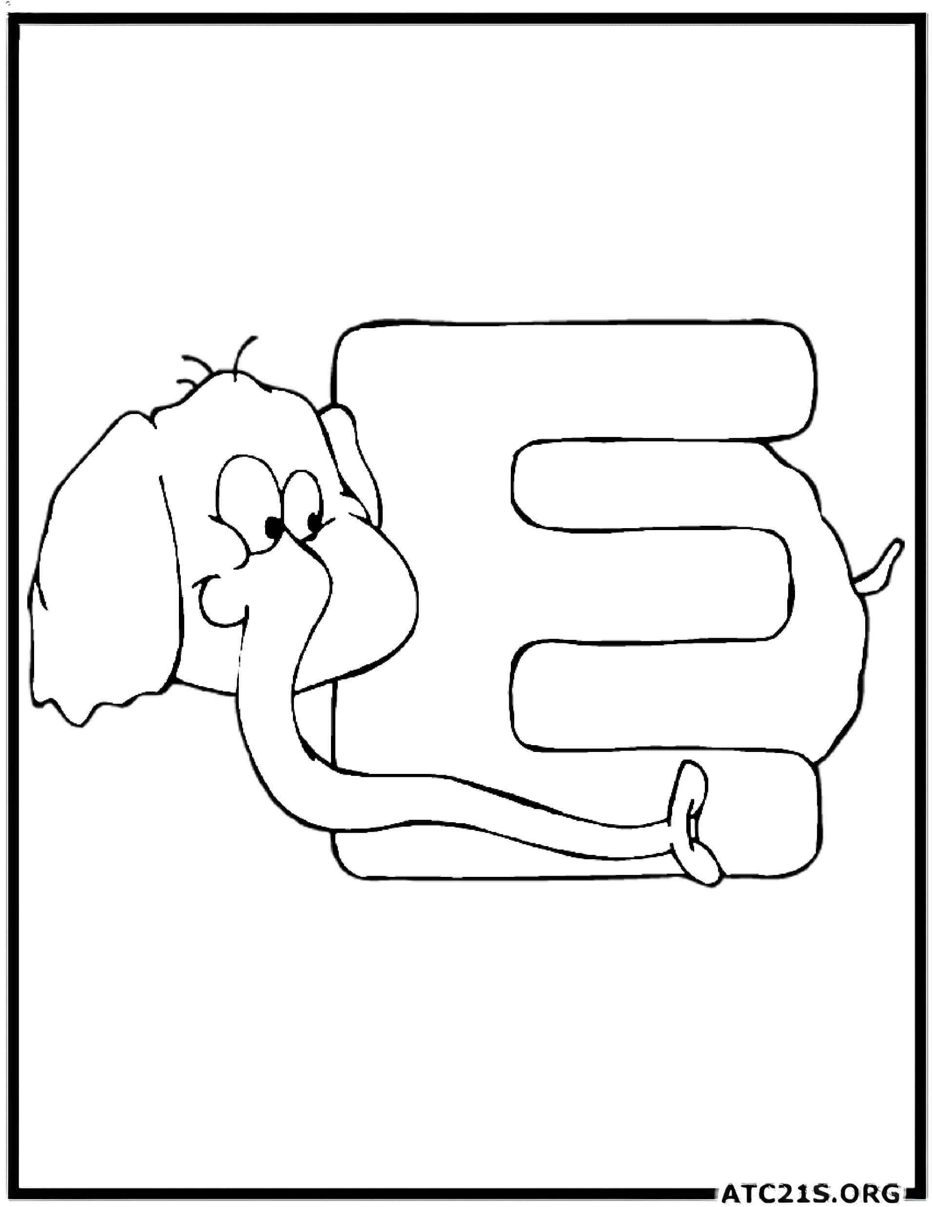 Letter E coloring page variant 1