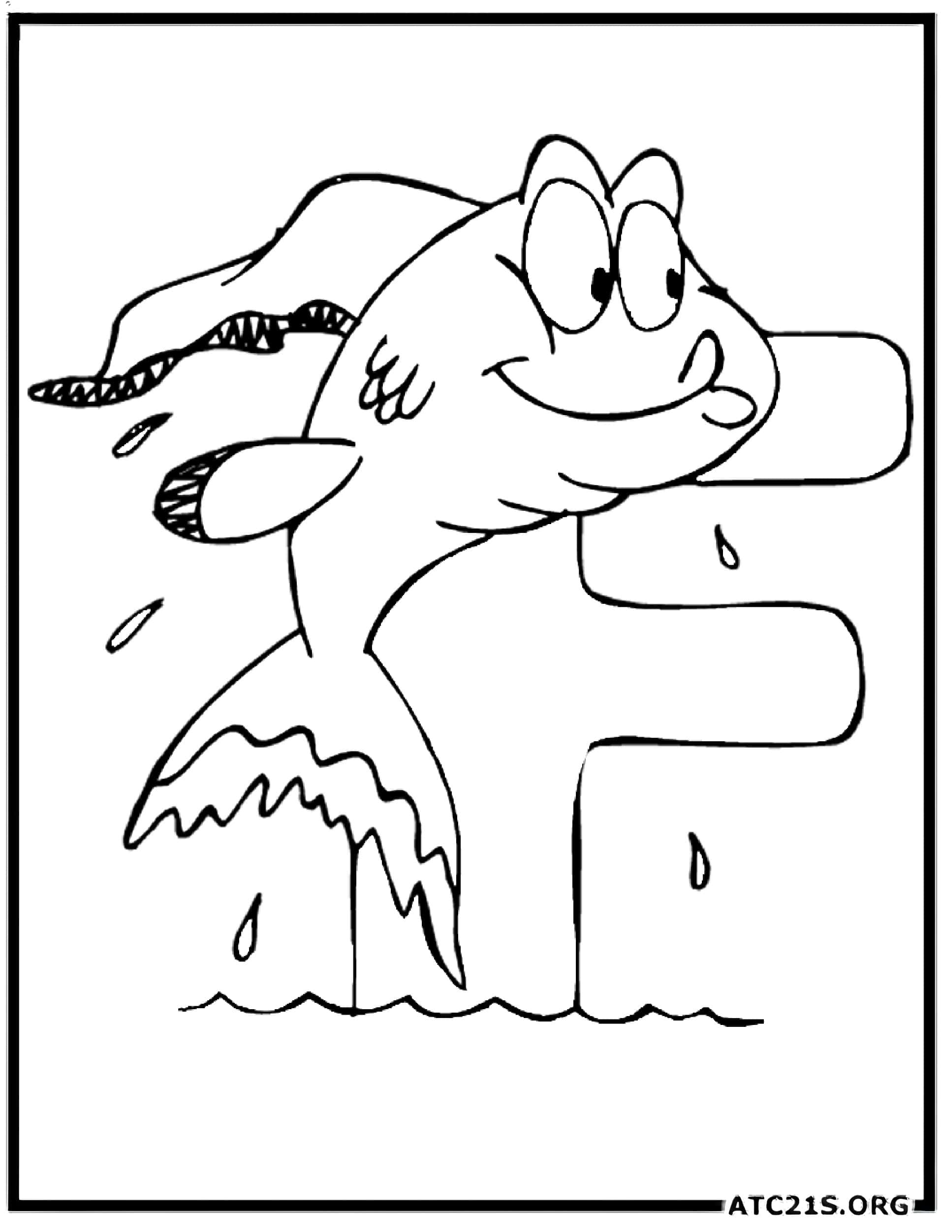 Letter F coloring page variant 1