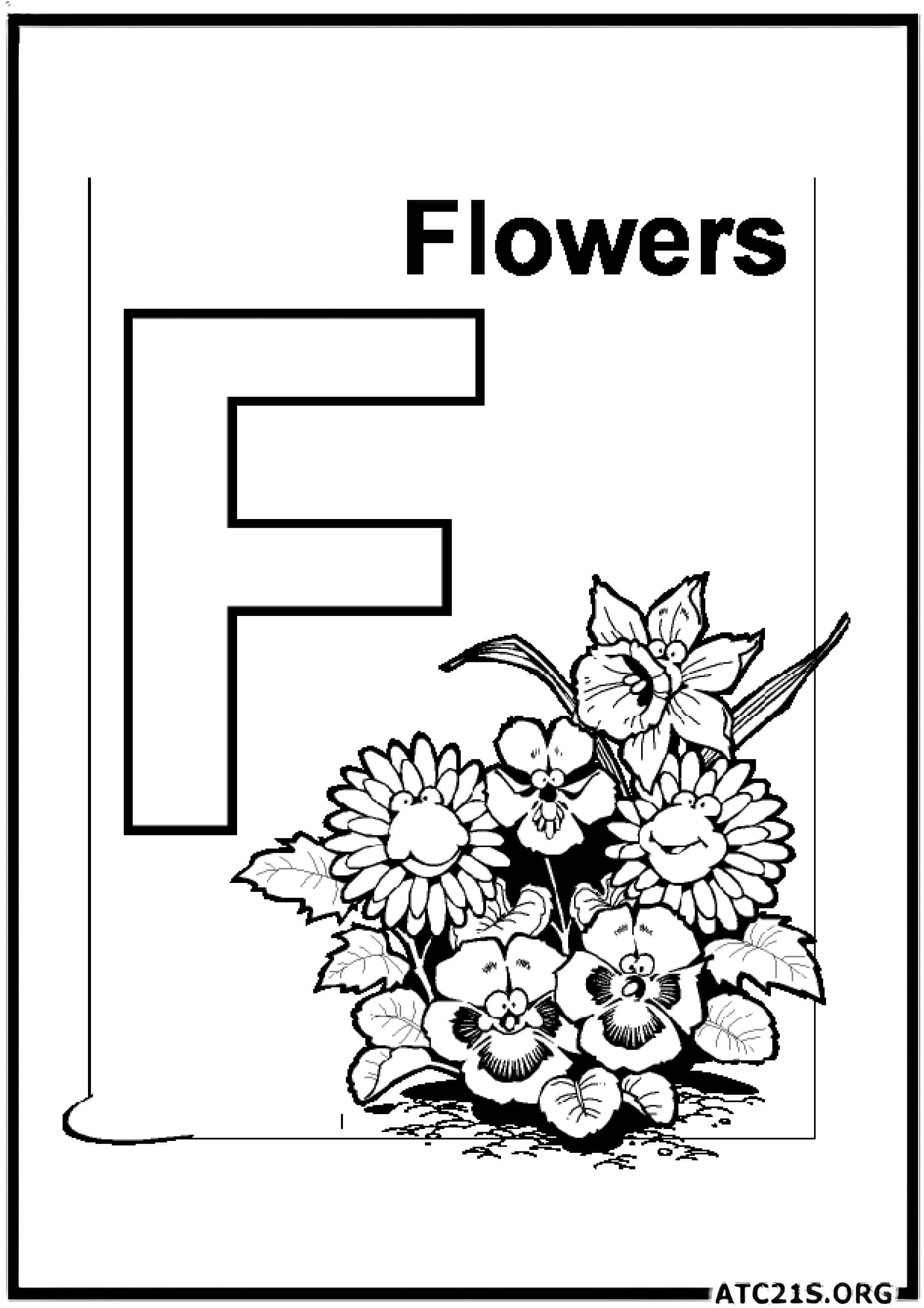 Letter F coloring page variant 3