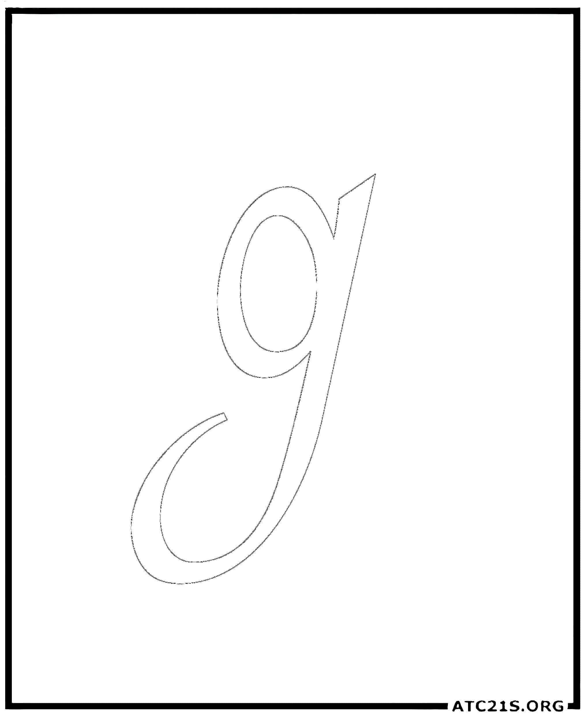 Letter G calligraphy lowercase coloring page