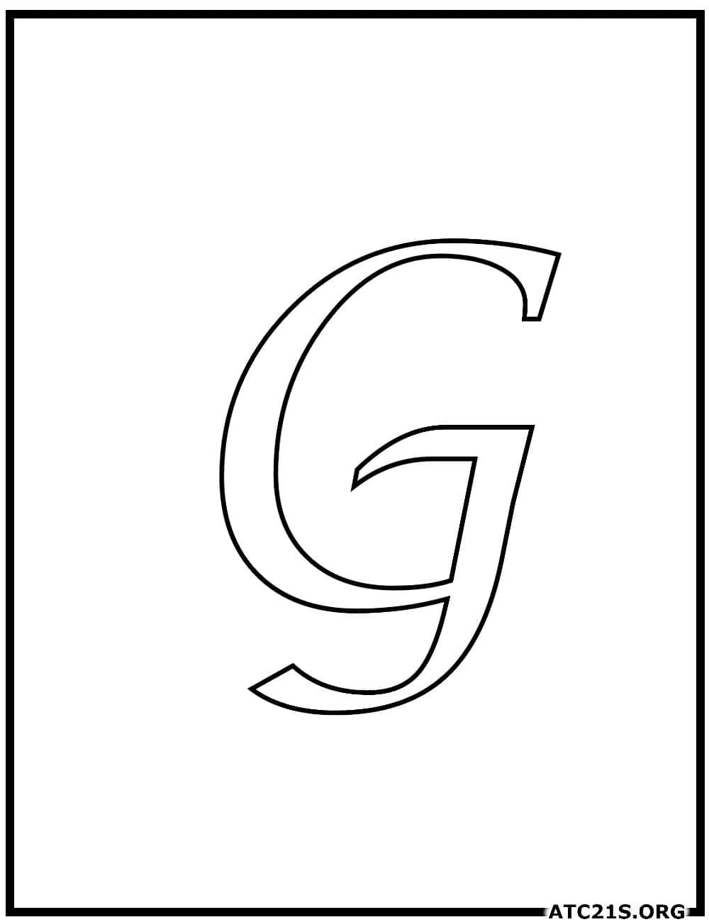 Letter G calligraphy uppercase coloring page