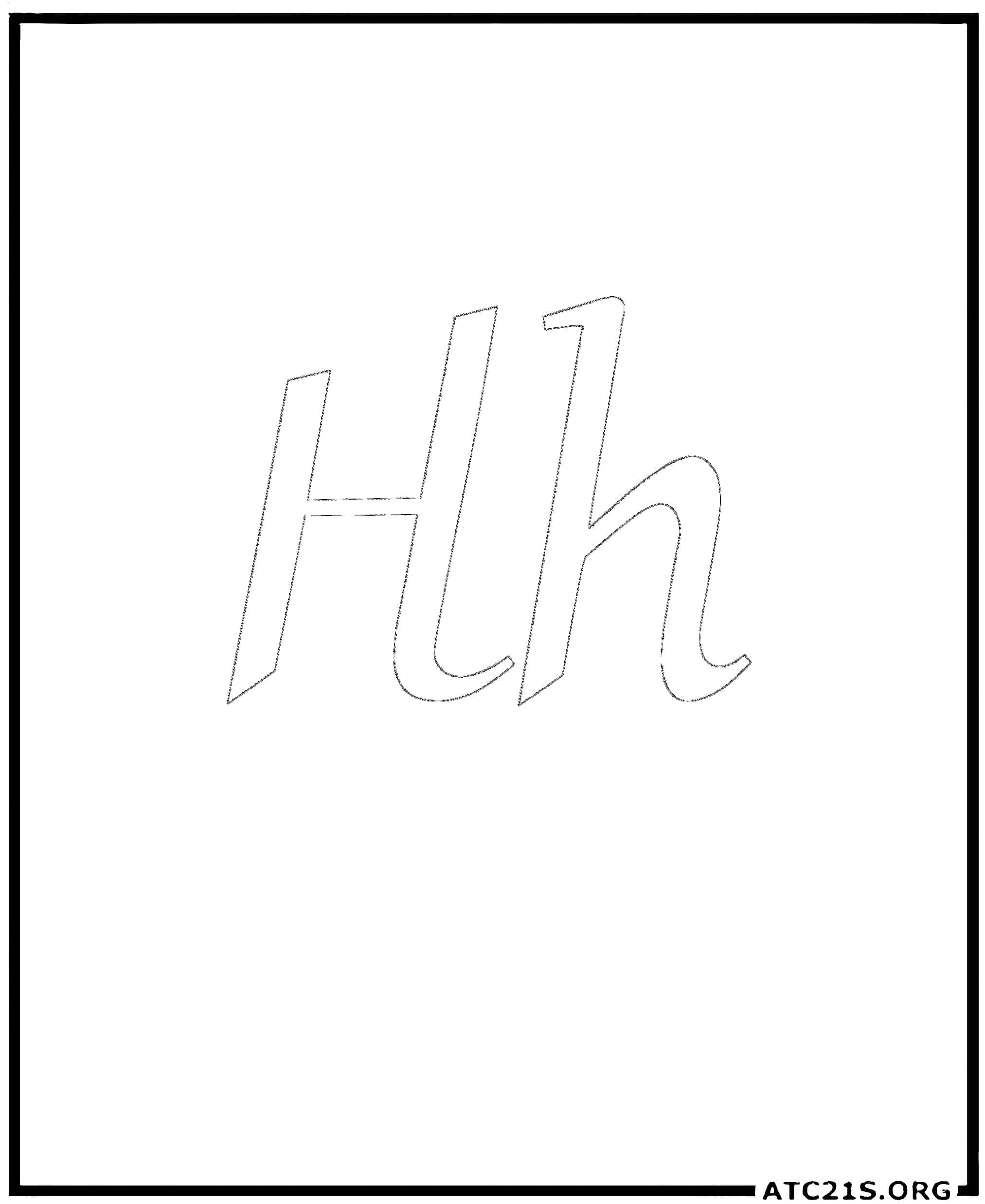 Letter H calligraphy coloring page
