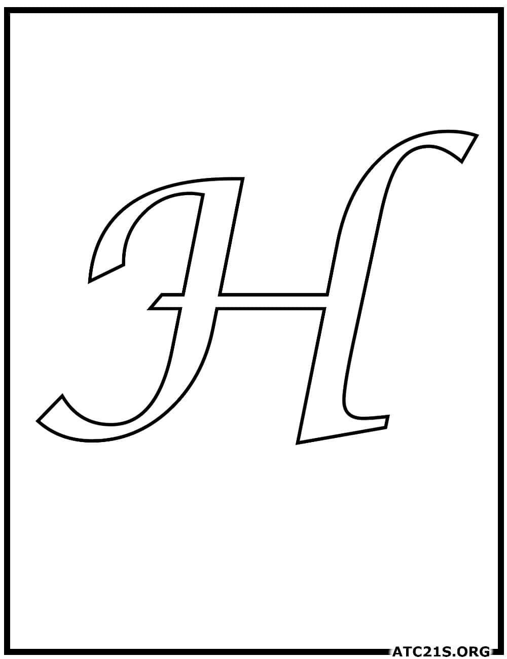 Letter H calligraphy uppercase coloring page