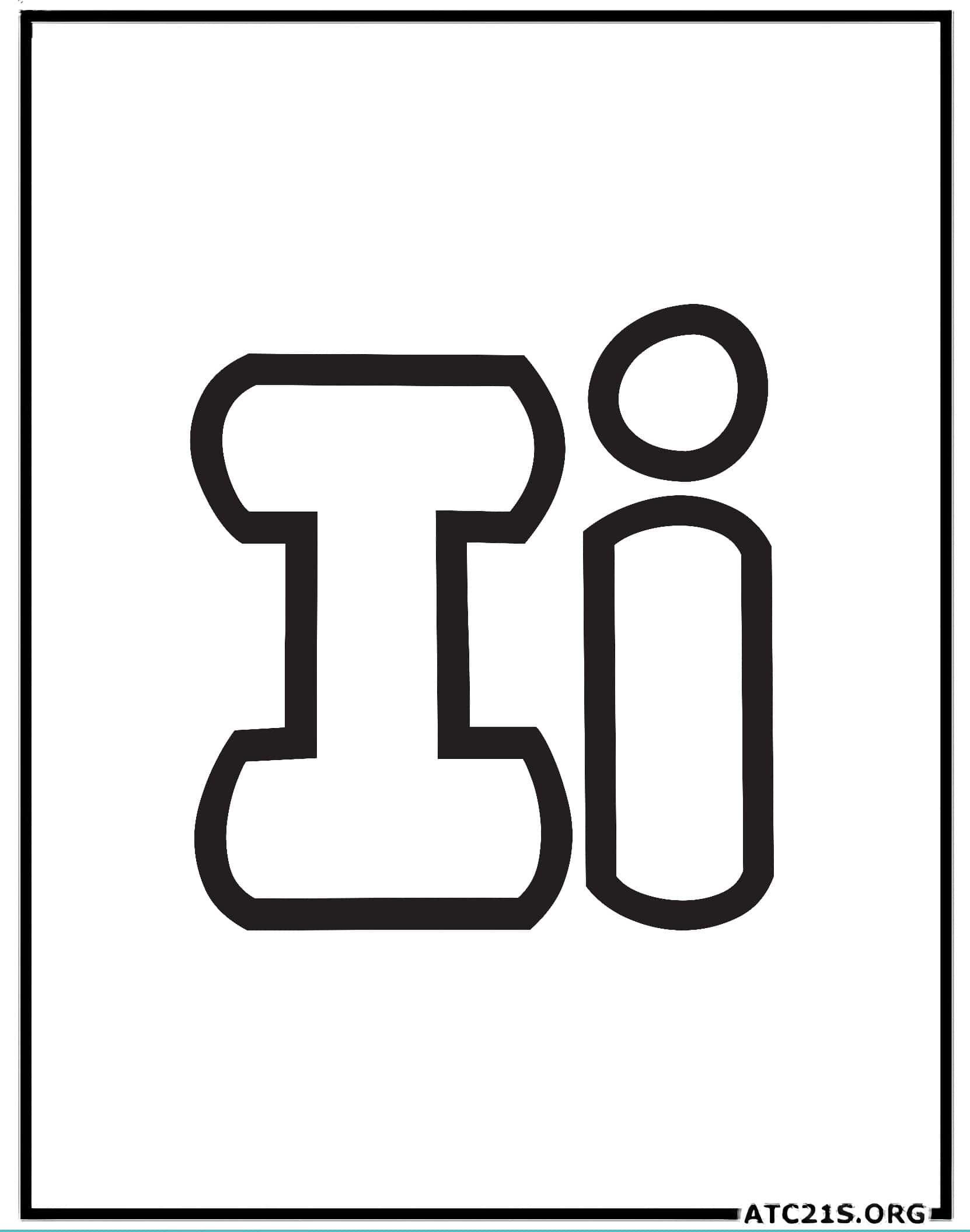 Letter I bubbly coloring page