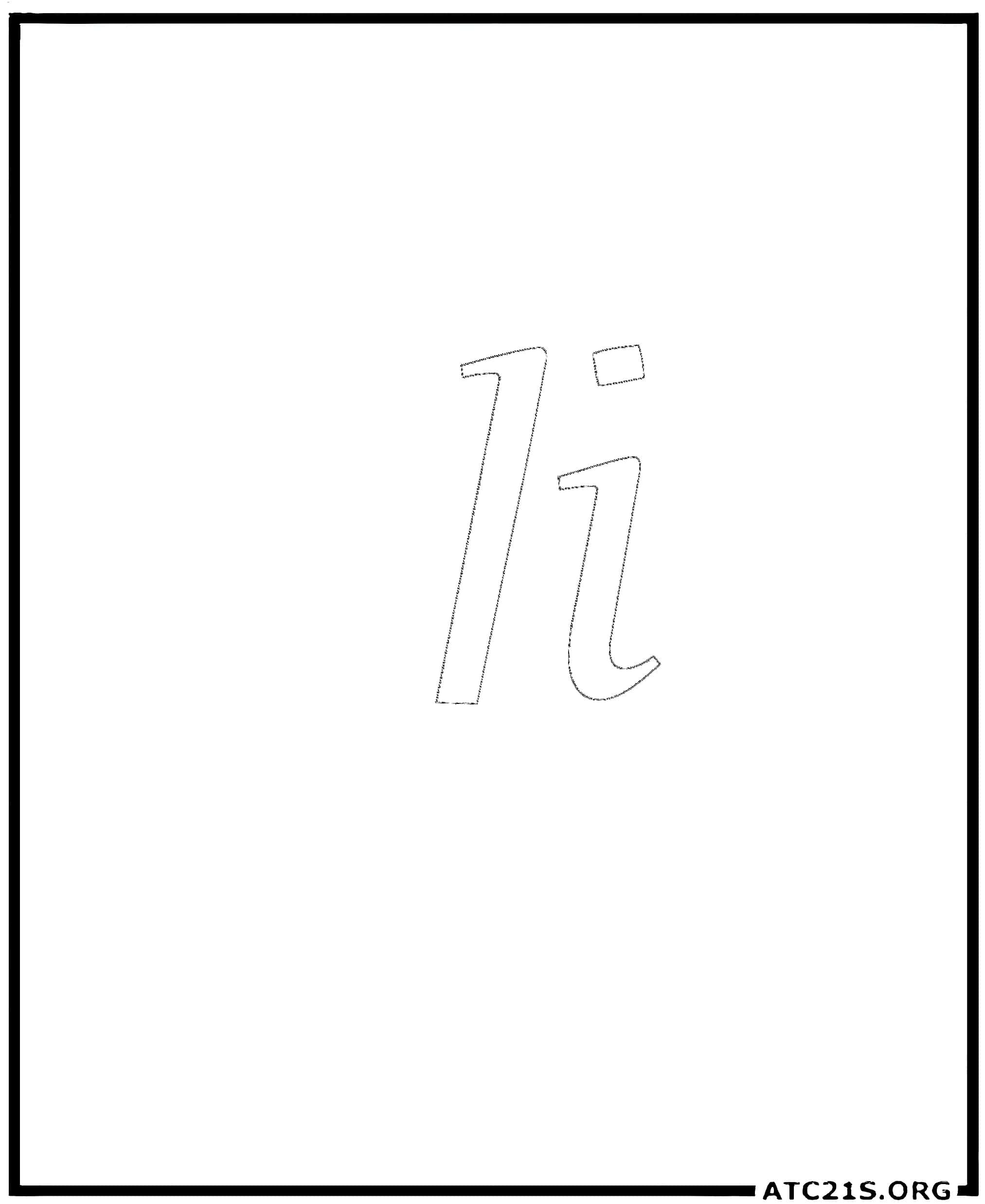 Letter I calligraphy coloring page