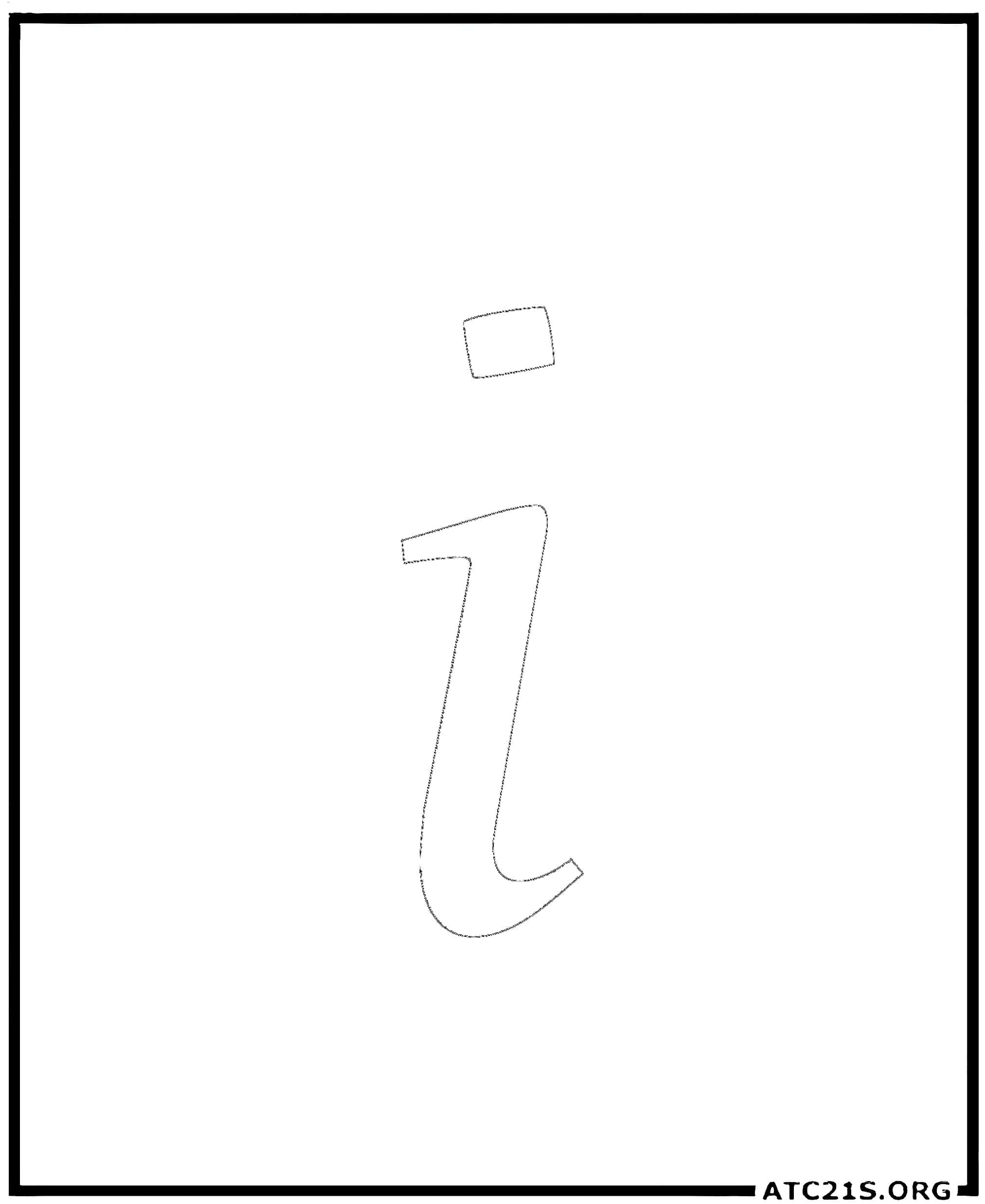 Letter I calligraphy lowercase coloring page