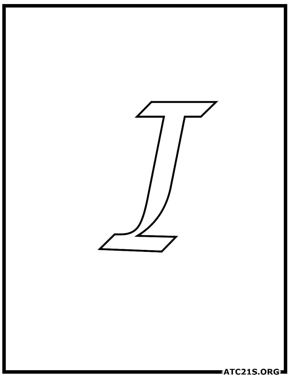 Letter I calligraphy uppercase coloring page