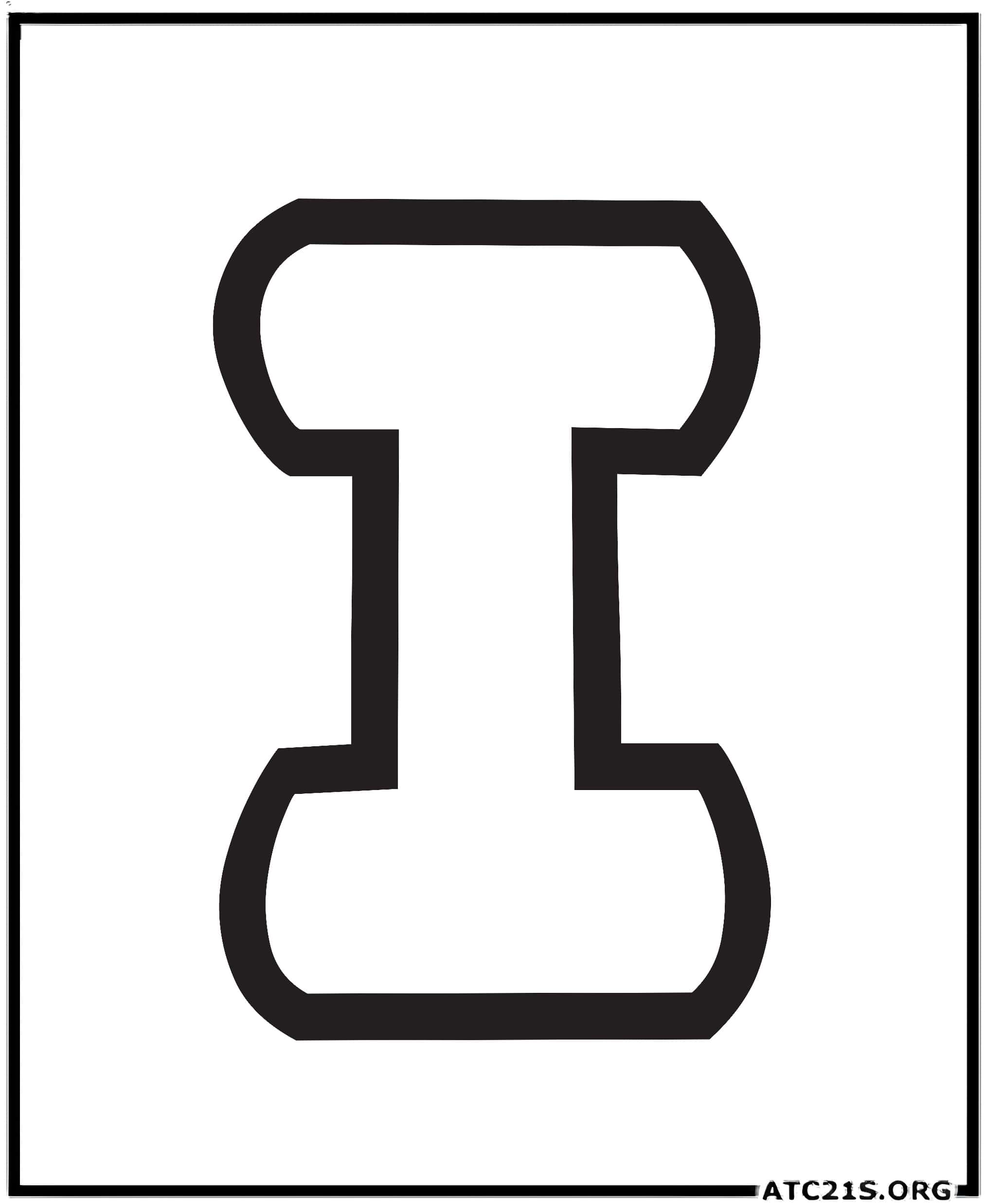 Letter I uppercase bubbly coloring page