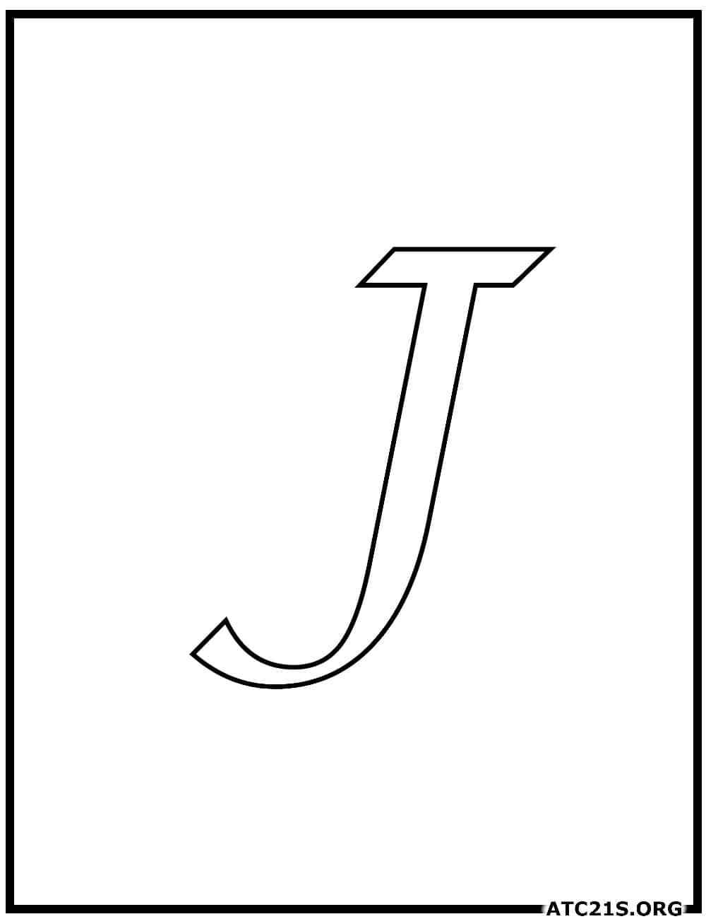 Letter J calligraphy uppercase coloring page
