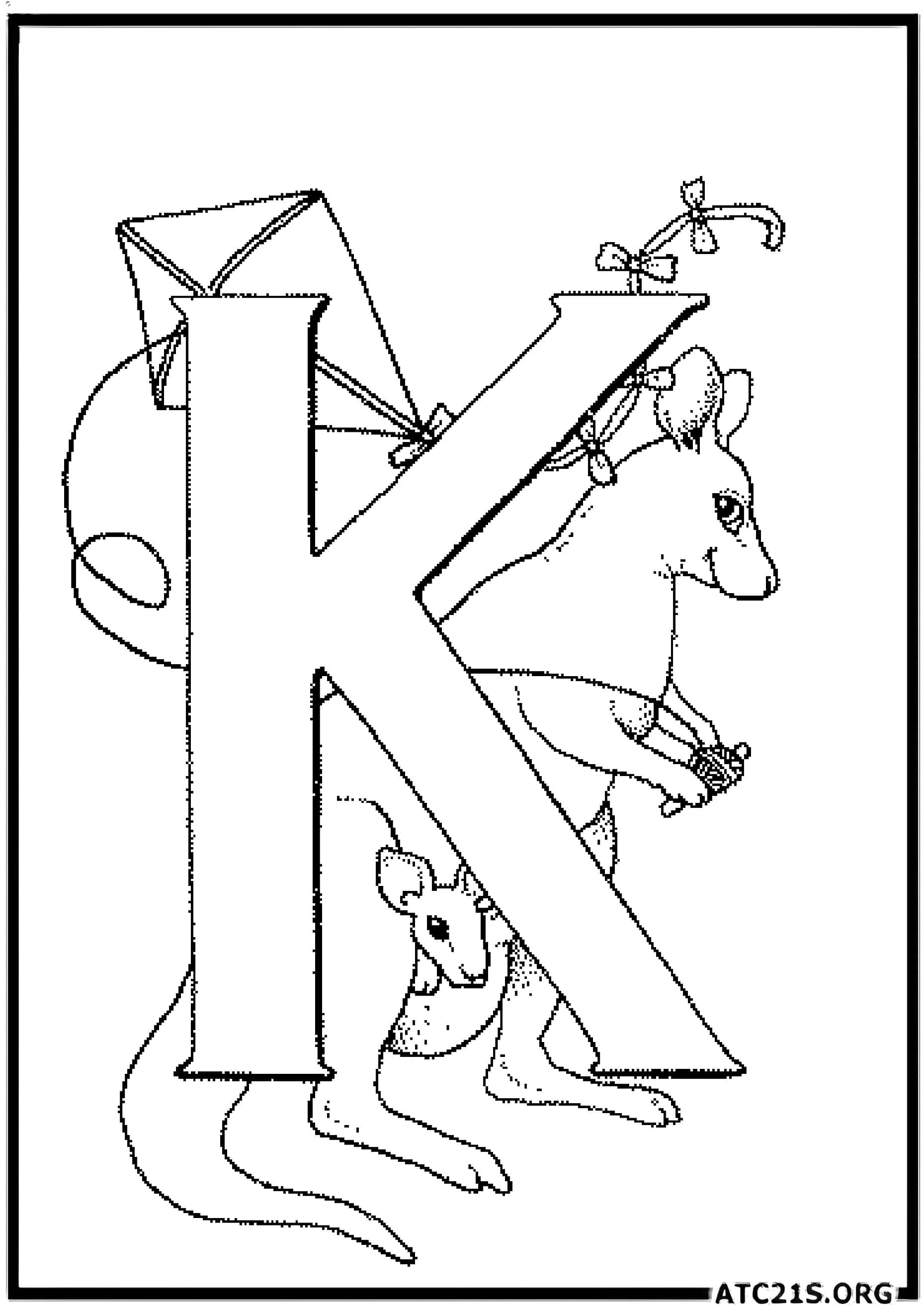 Letter K coloring page variant 2