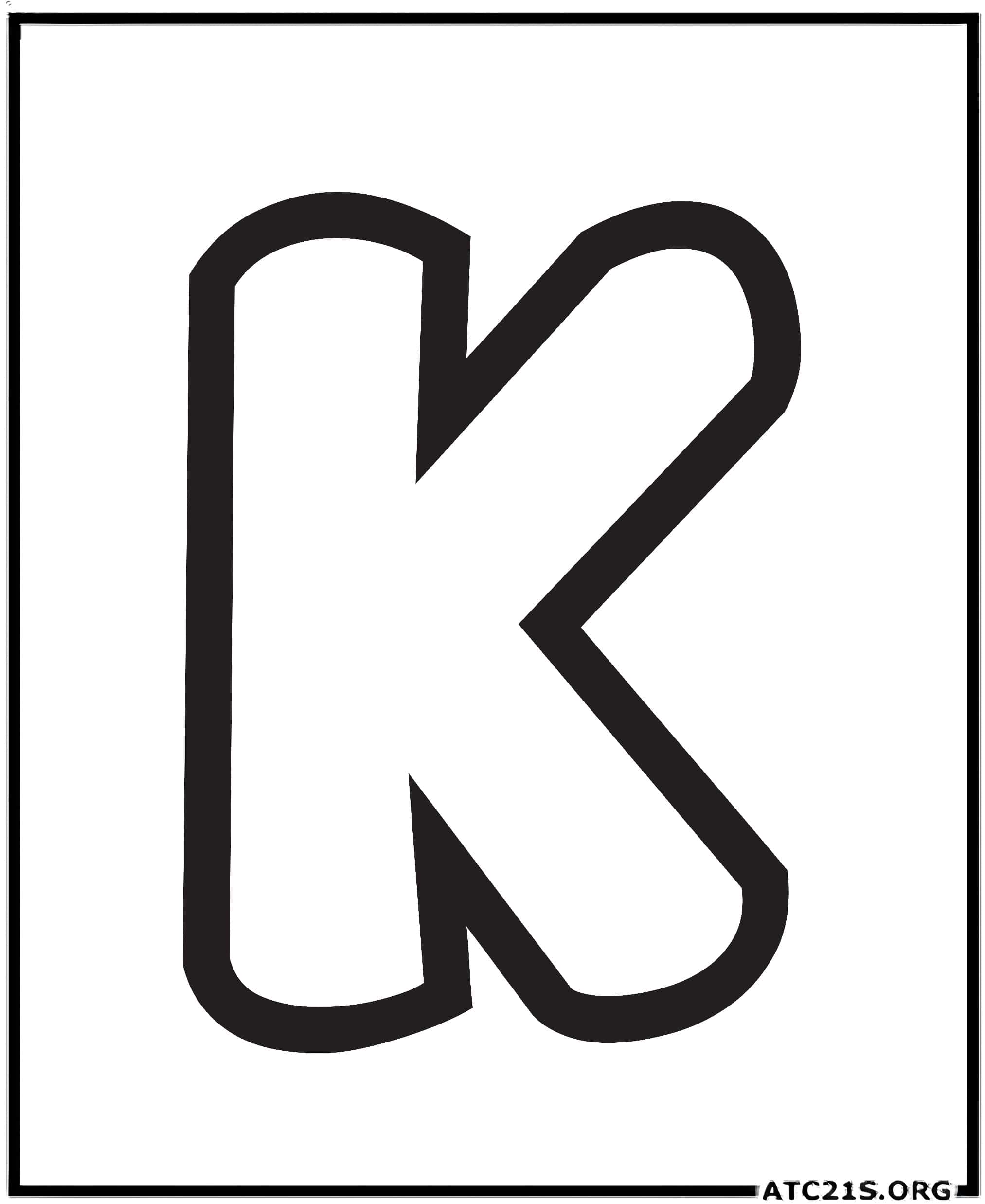 Letter K uppercase bubbly coloring page
