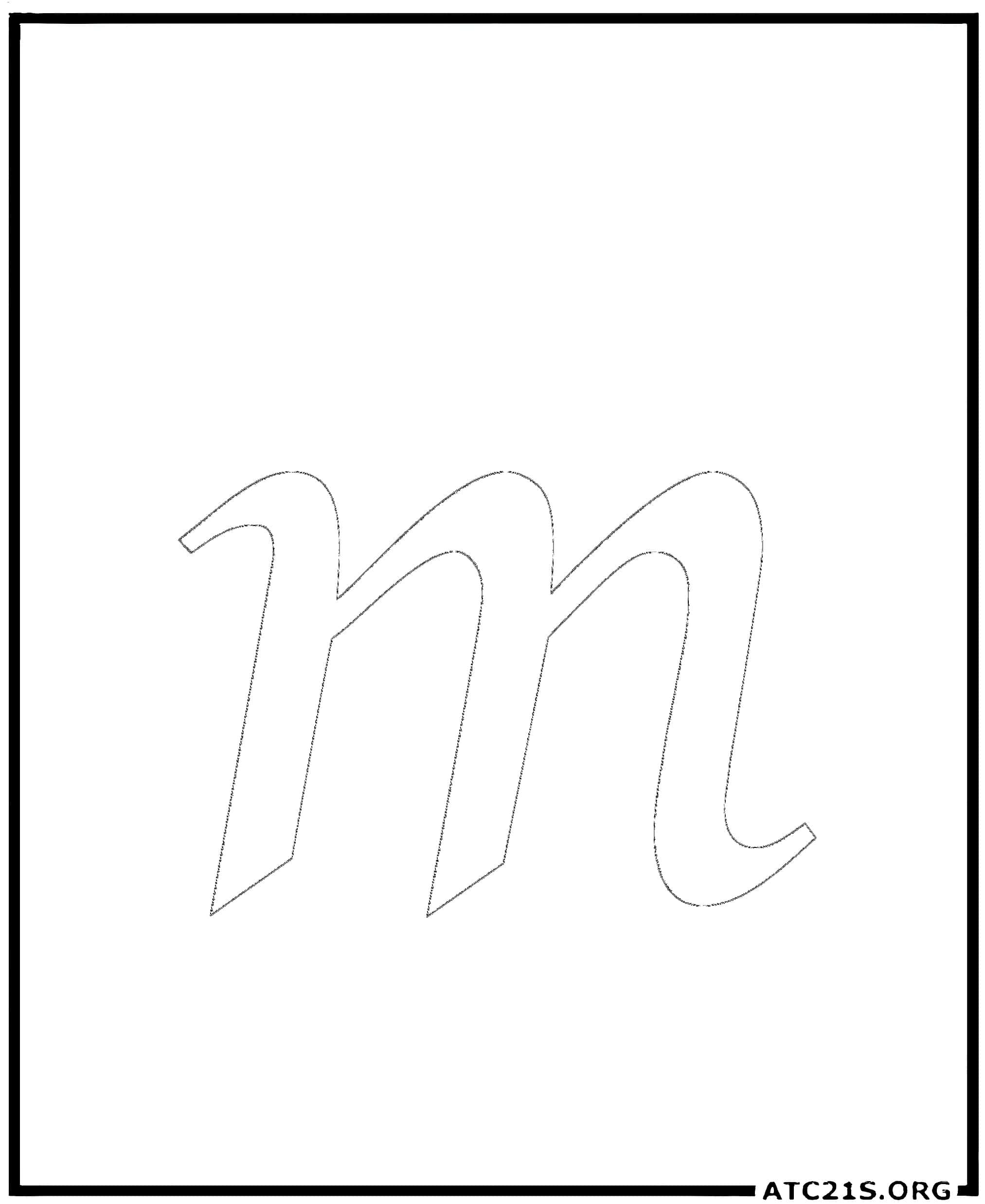 Letter M calligraphy lowercase coloring page