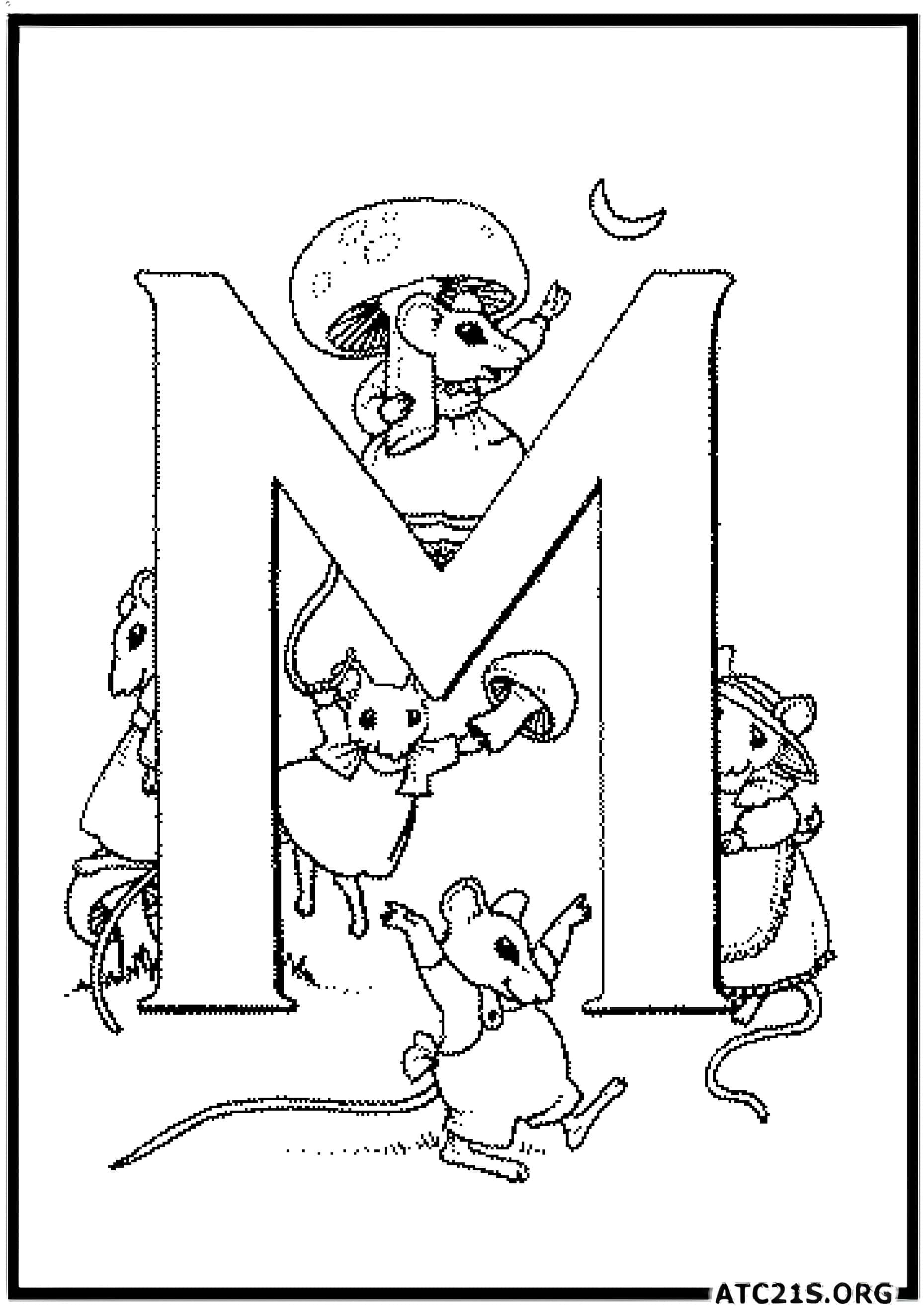 Letter M coloring page variant 2