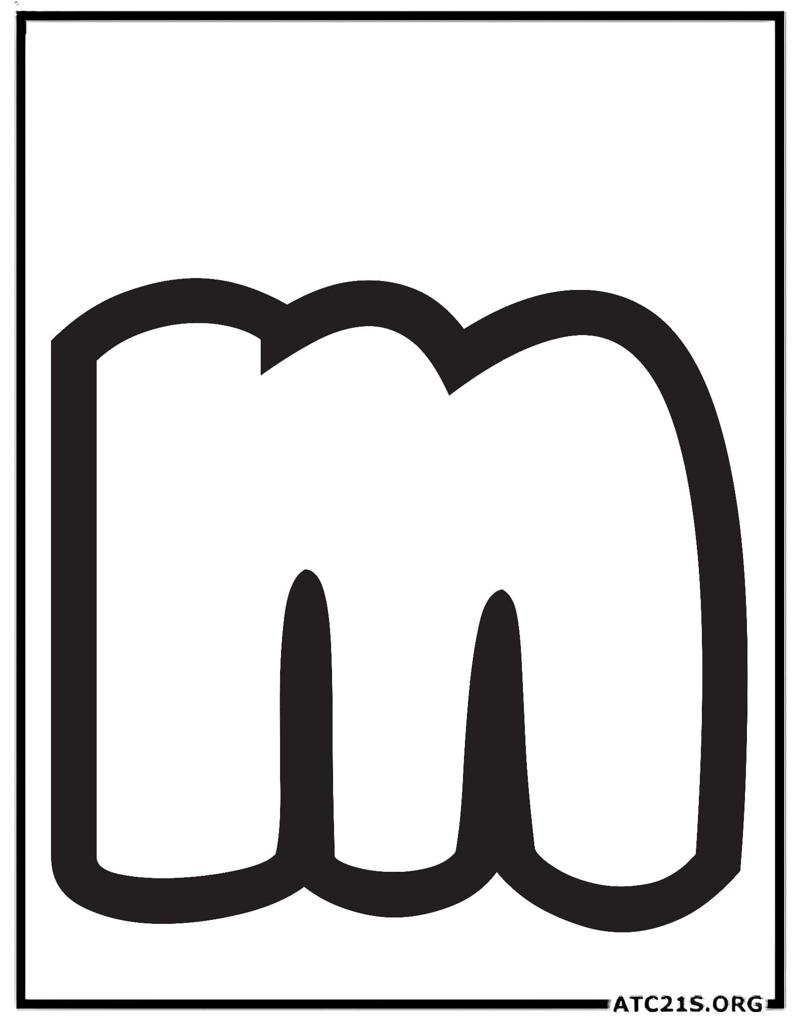 Letter M lowercase bubbly coloring page